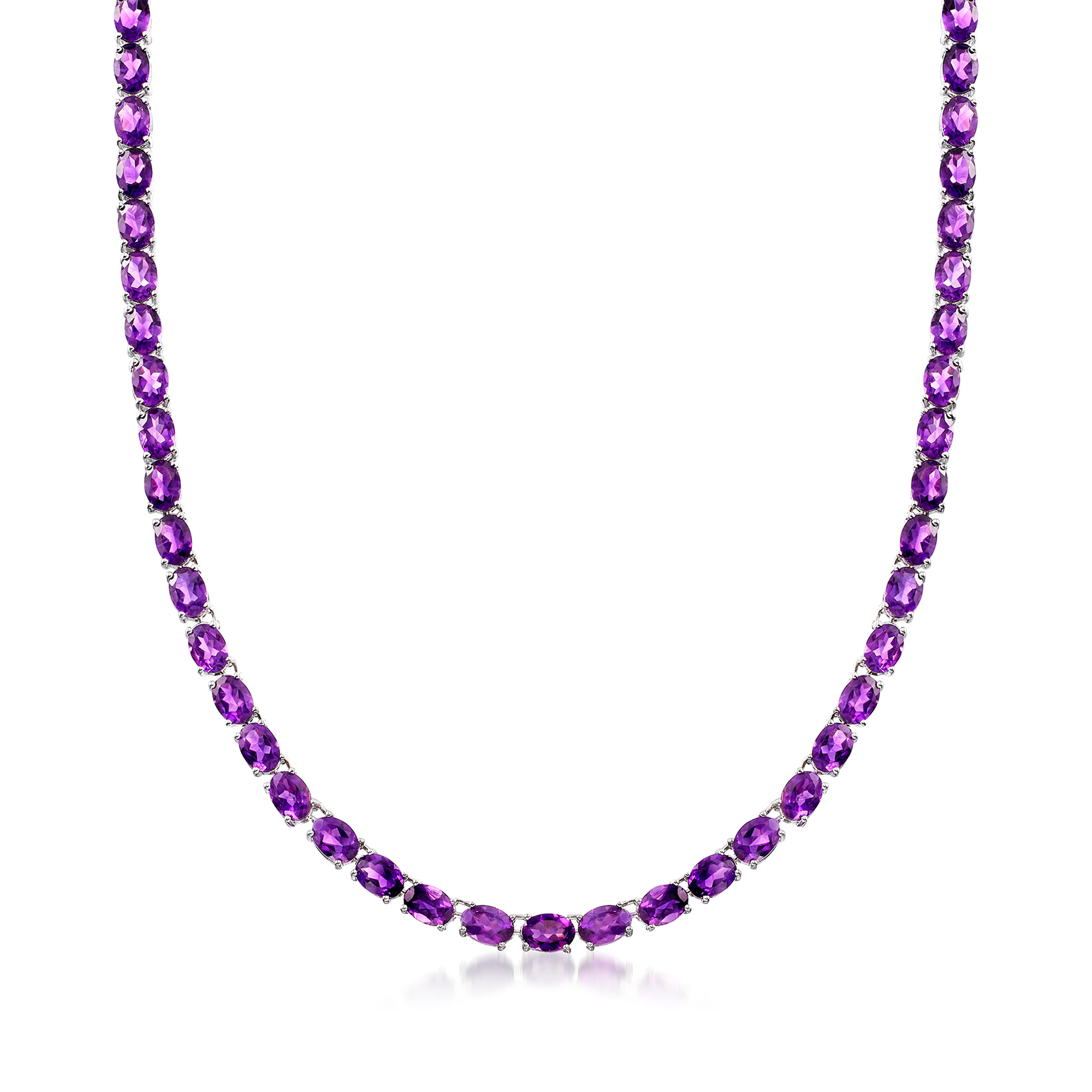40.00 ct. t.w. Amethyst Tennis Necklace in Sterling Silver | Ross