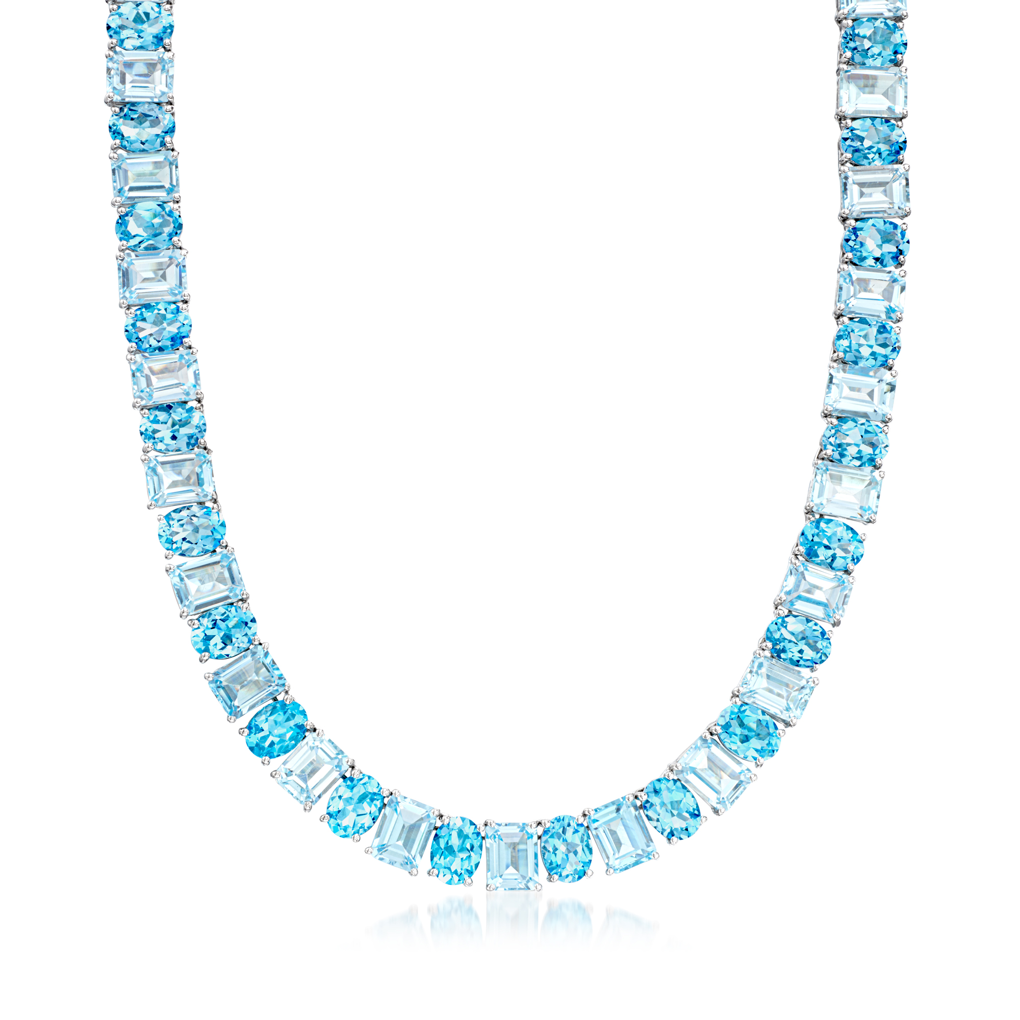 85.00 ct. t.w. Swiss and Sky Blue Topaz Necklace in Sterling