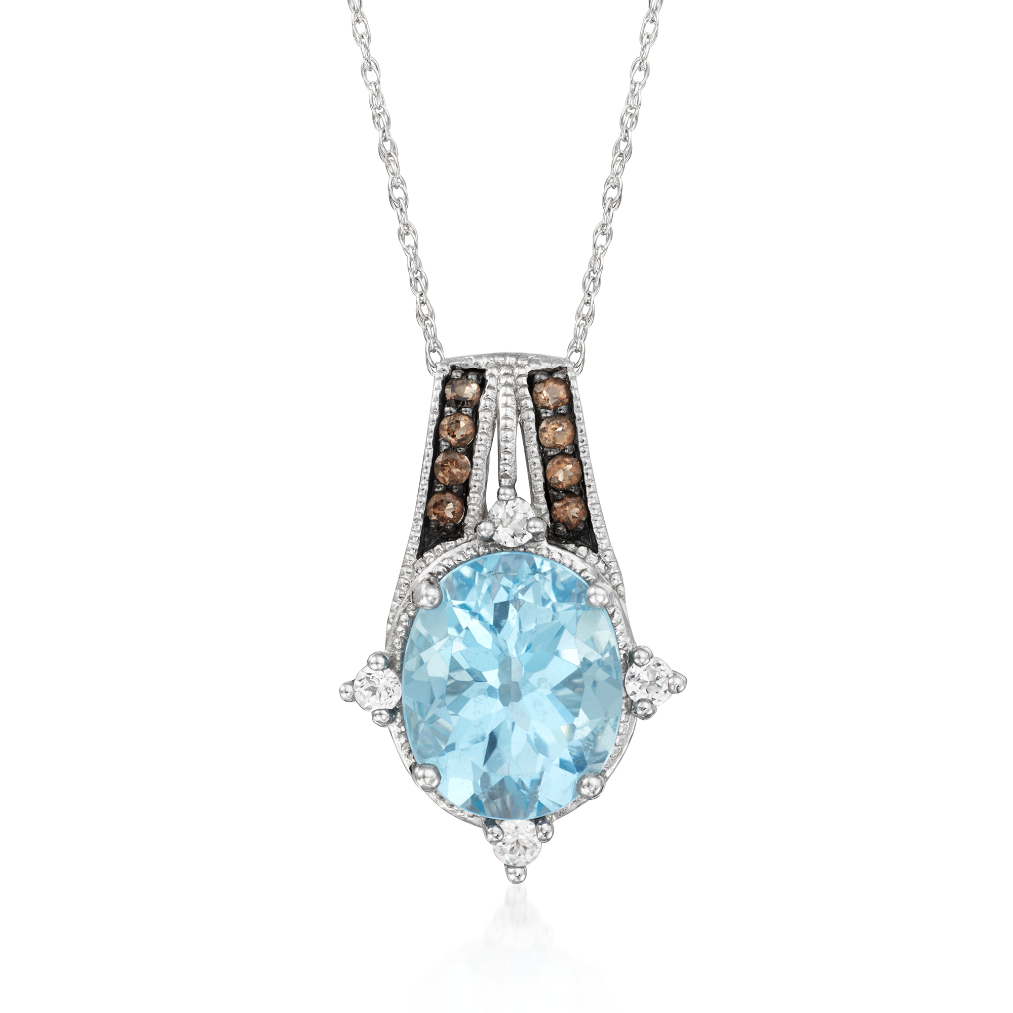 Le Vian 390 Carat Blue Topaz Pendant Necklace with 19 ct tw Vanilla Topaz and Chocolate Quartz in 14kt Vanilla Gold 1695$