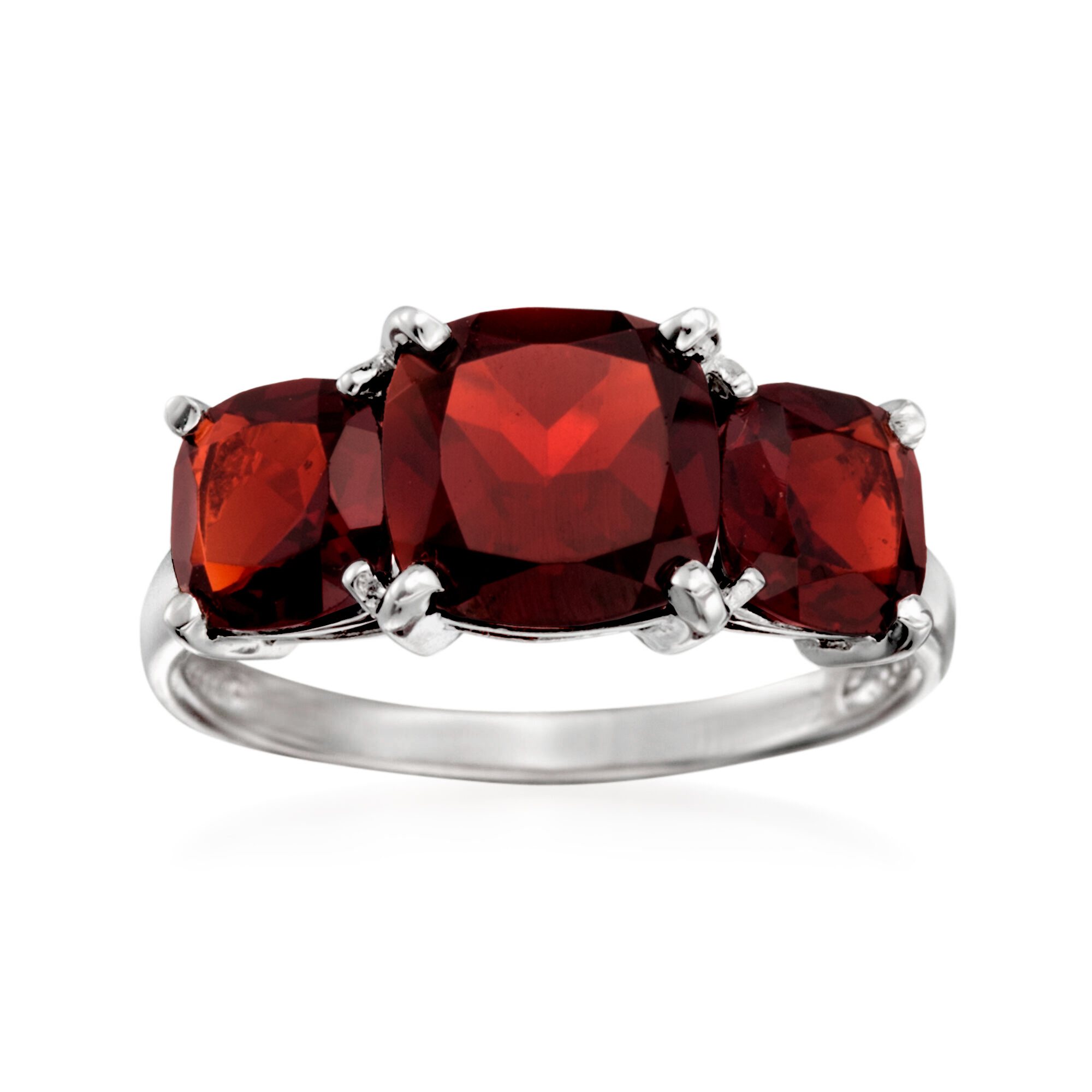 4.80 ct. t.w. Garnet Three-Stone Ring in Sterling Silver | Ross Simons