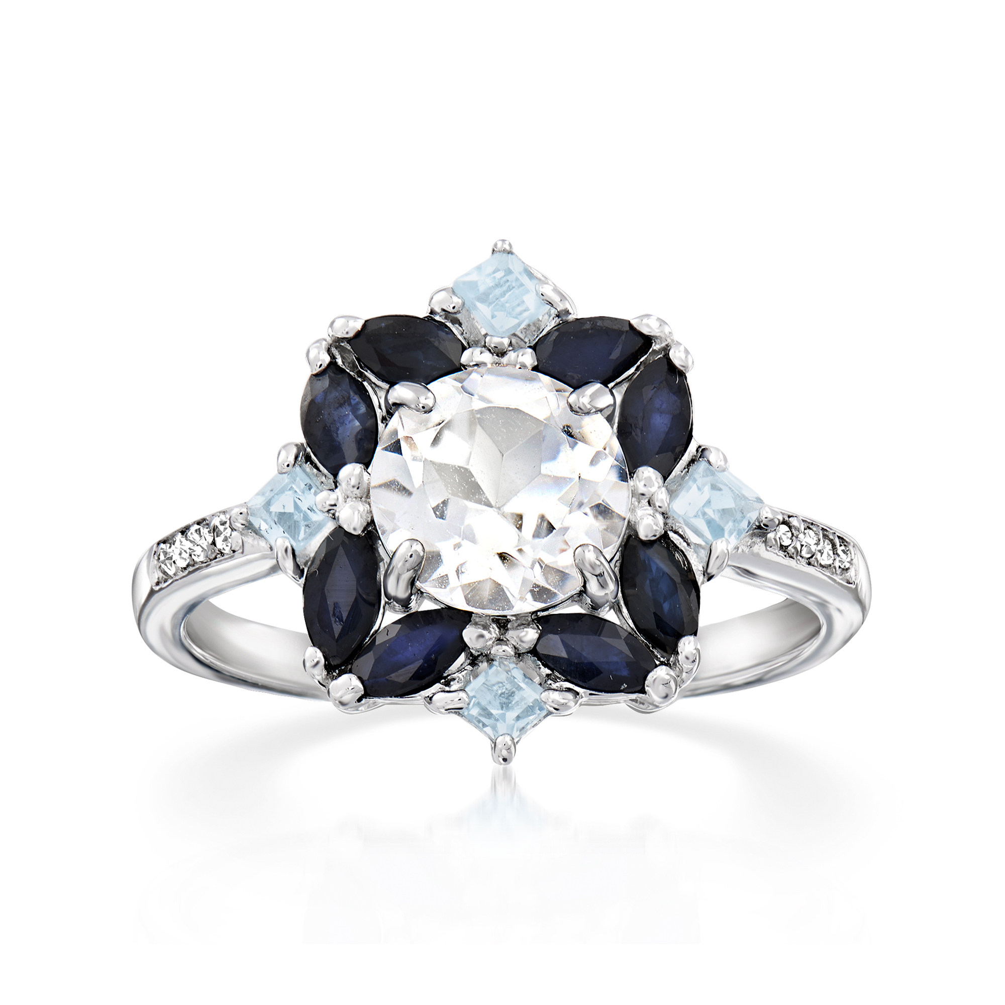 1.78 ct. t.w. White and Sky Blue Topaz Ring with .80 ct. t.w.