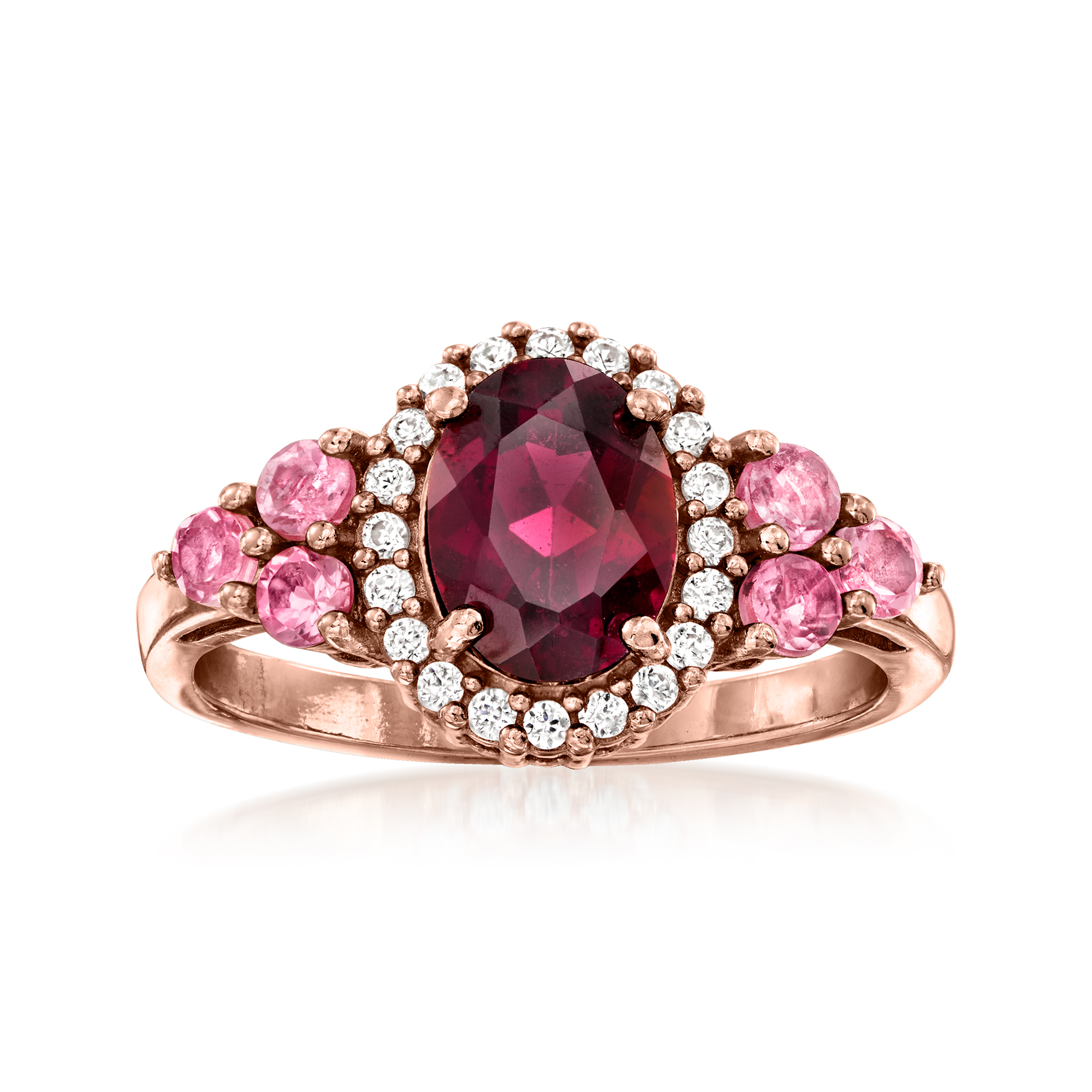 1.30 Carat Rhodolite Garnet and .10 ct. t.w. Pink Tourmaline Ring