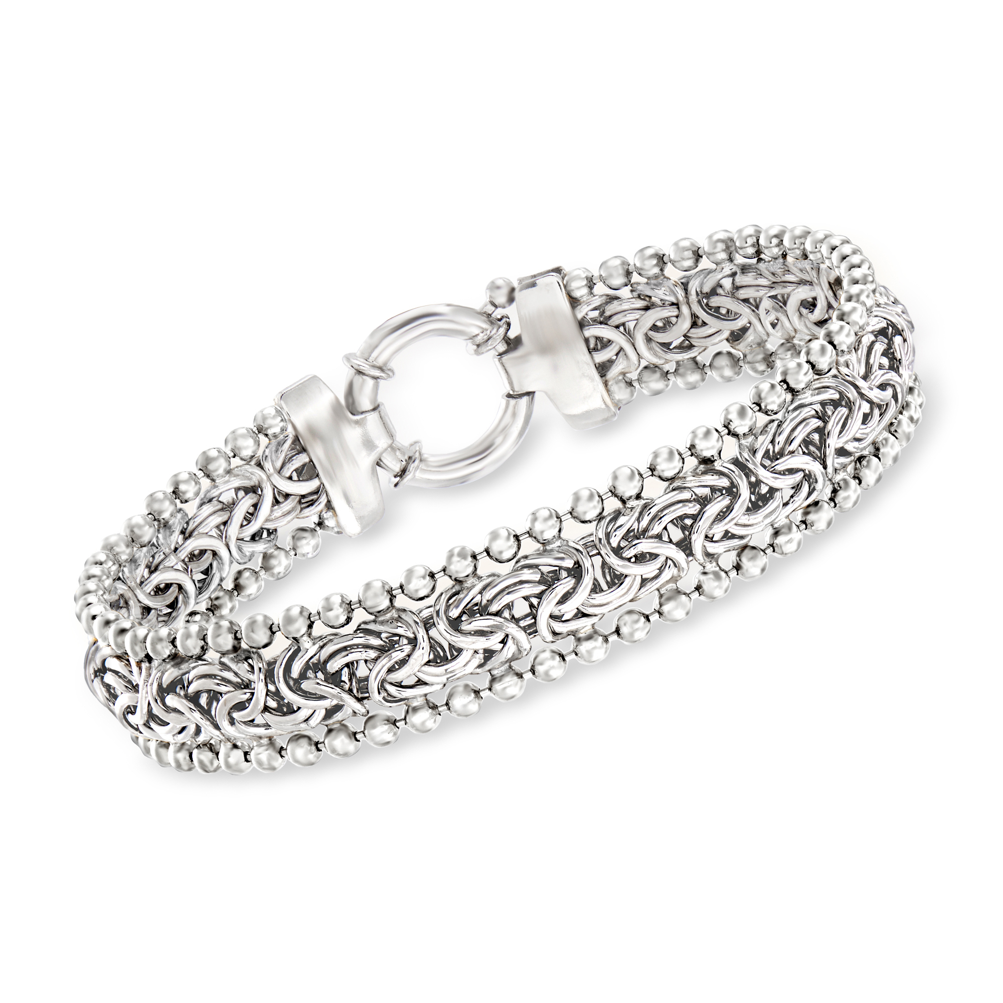 Sterling Silver Byzantine Beaded-Edge Bracelet | Ross Simons