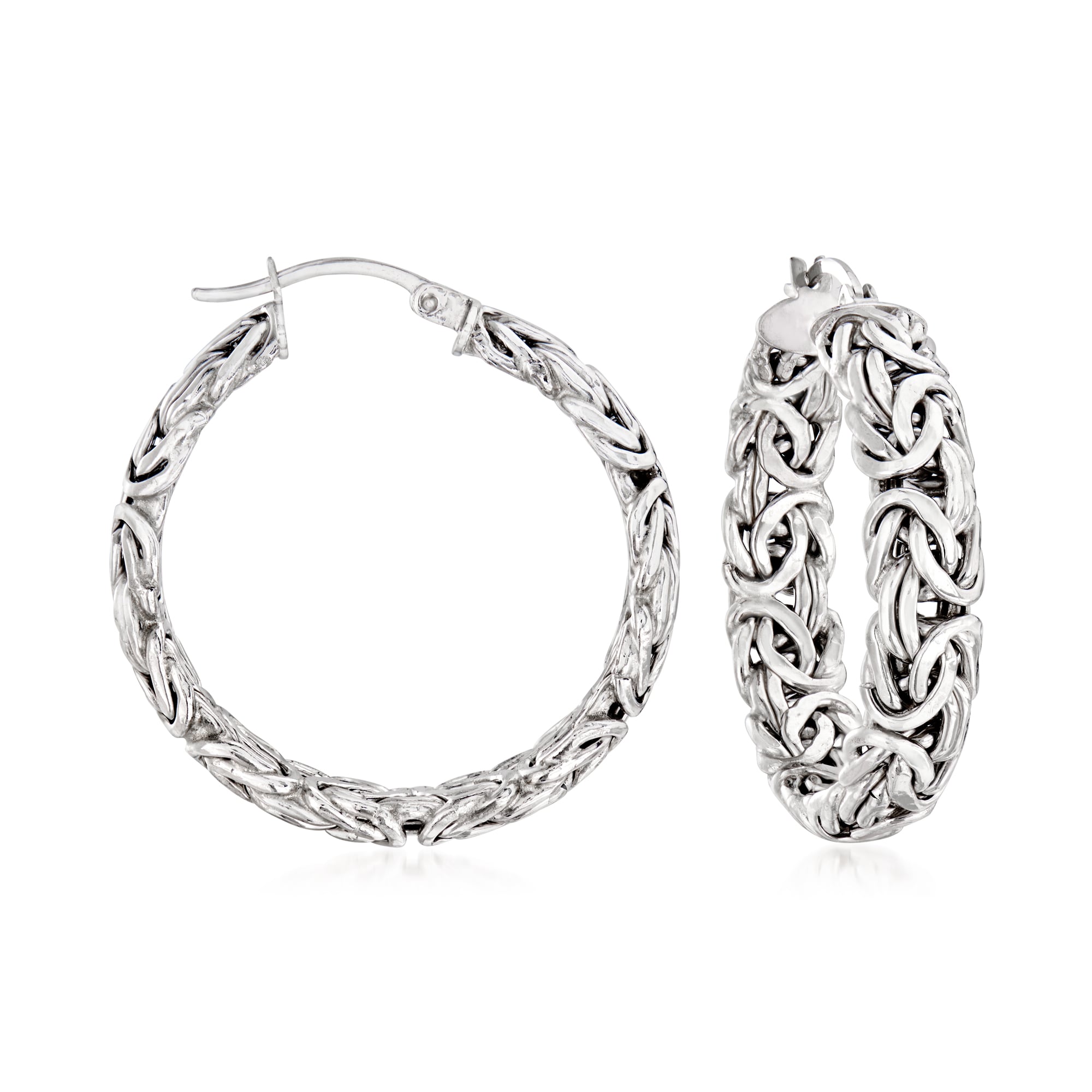 product photo of Sterling Silver Medium Byzantine Hoop Earrings