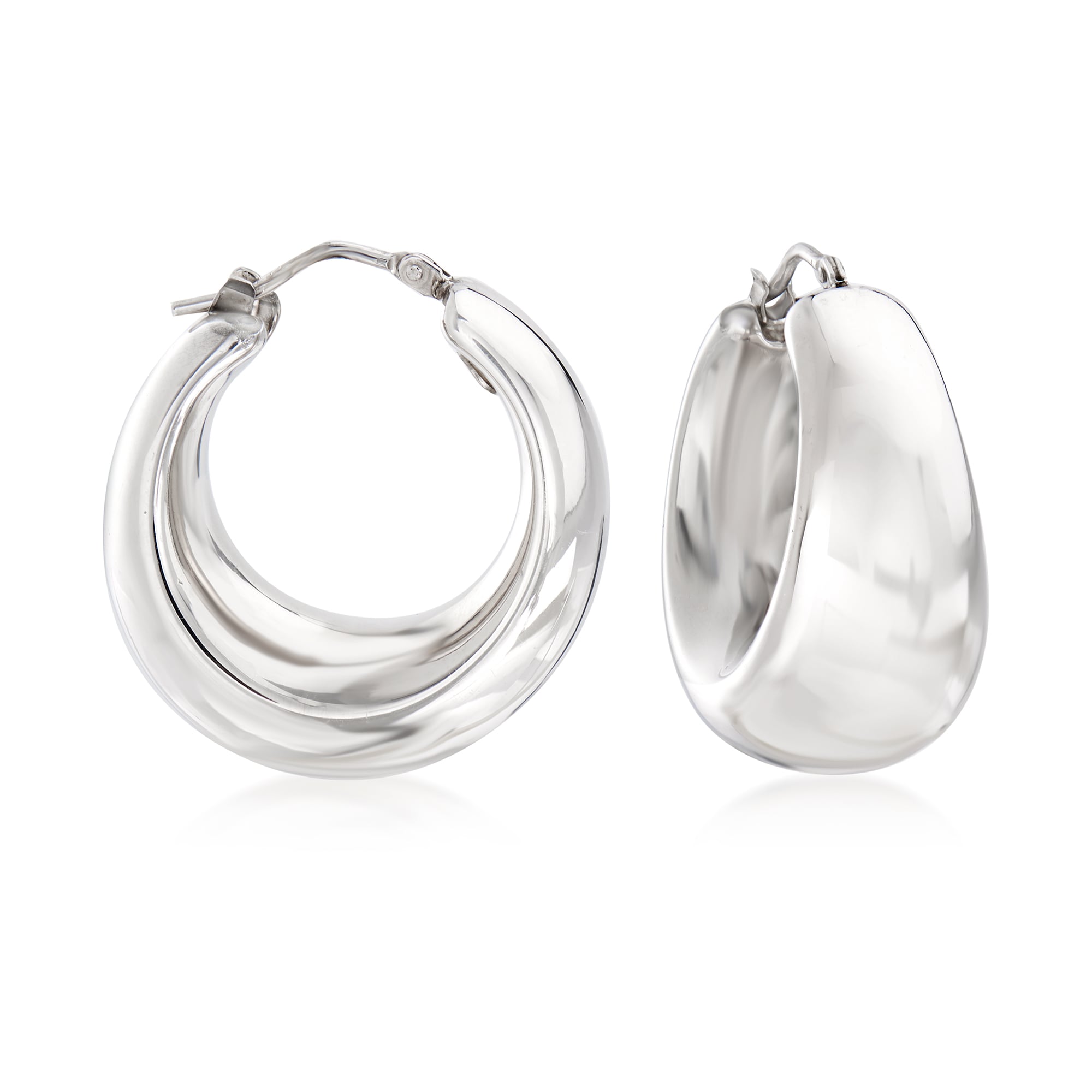 product photo of Italian Sterling Silver Graduated Hoop Earrings