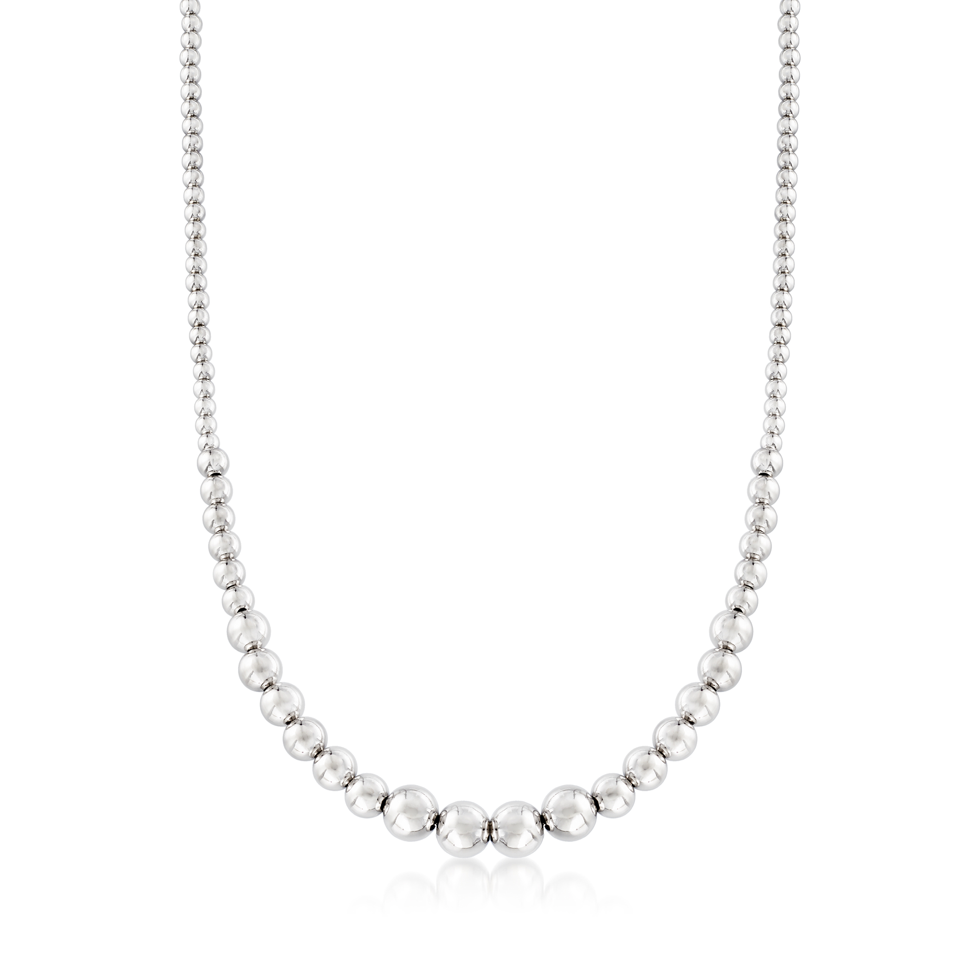 Italian 4-10mm Sterling Silver Bead Graduated Necklace | Ross Simons