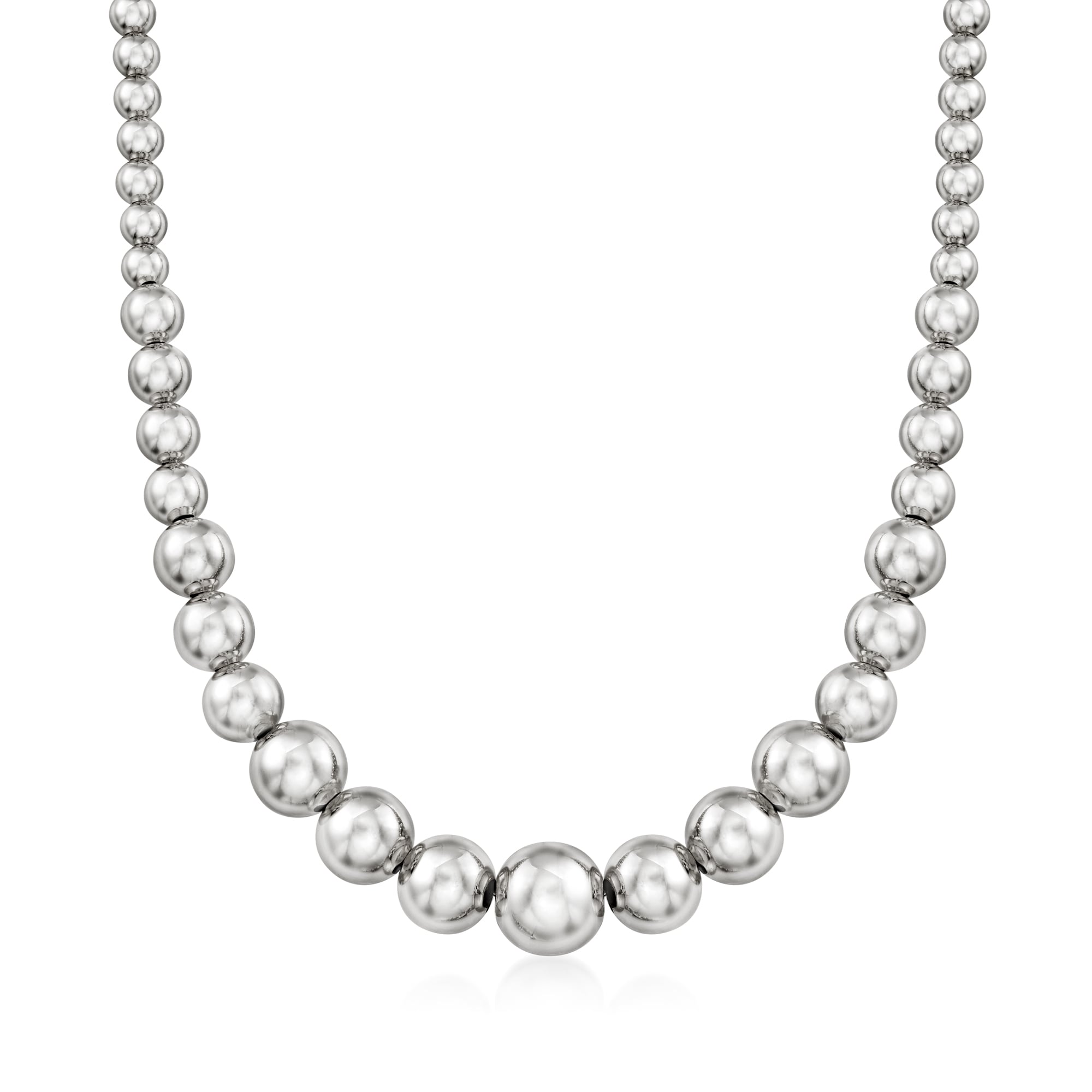 product photo of Italian 6-14mm Sterling Silver Bead Graduated Necklace
