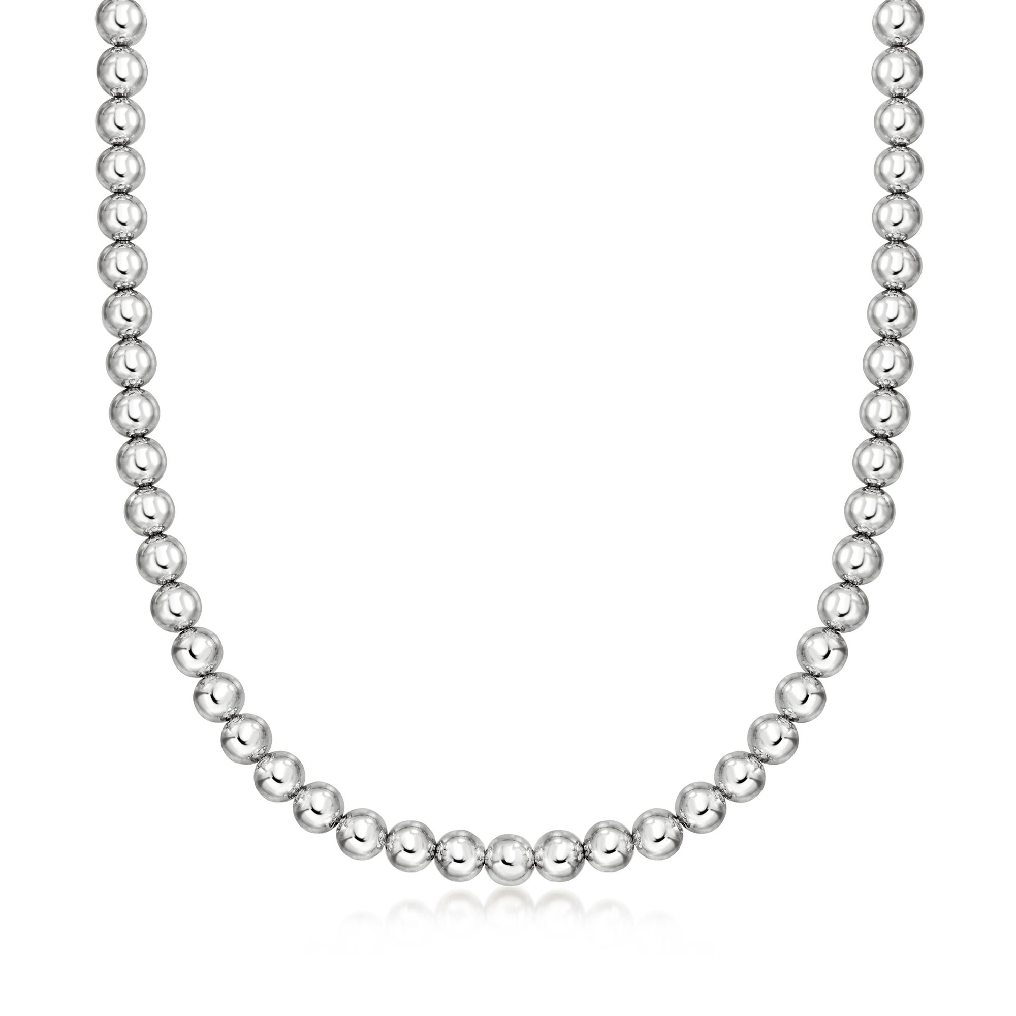 Italian 8mm Sterling Silver Bead Necklace | Ross Simons