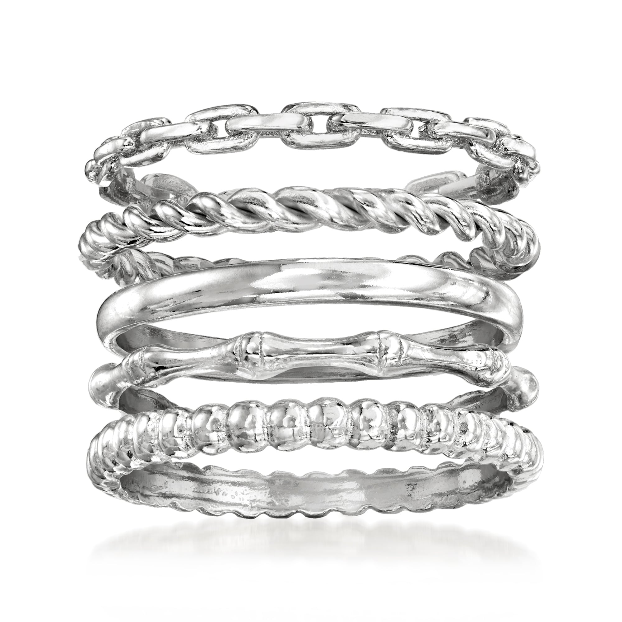 product photo of Sterling Silver Jewelry Set: Five Stackable Rings