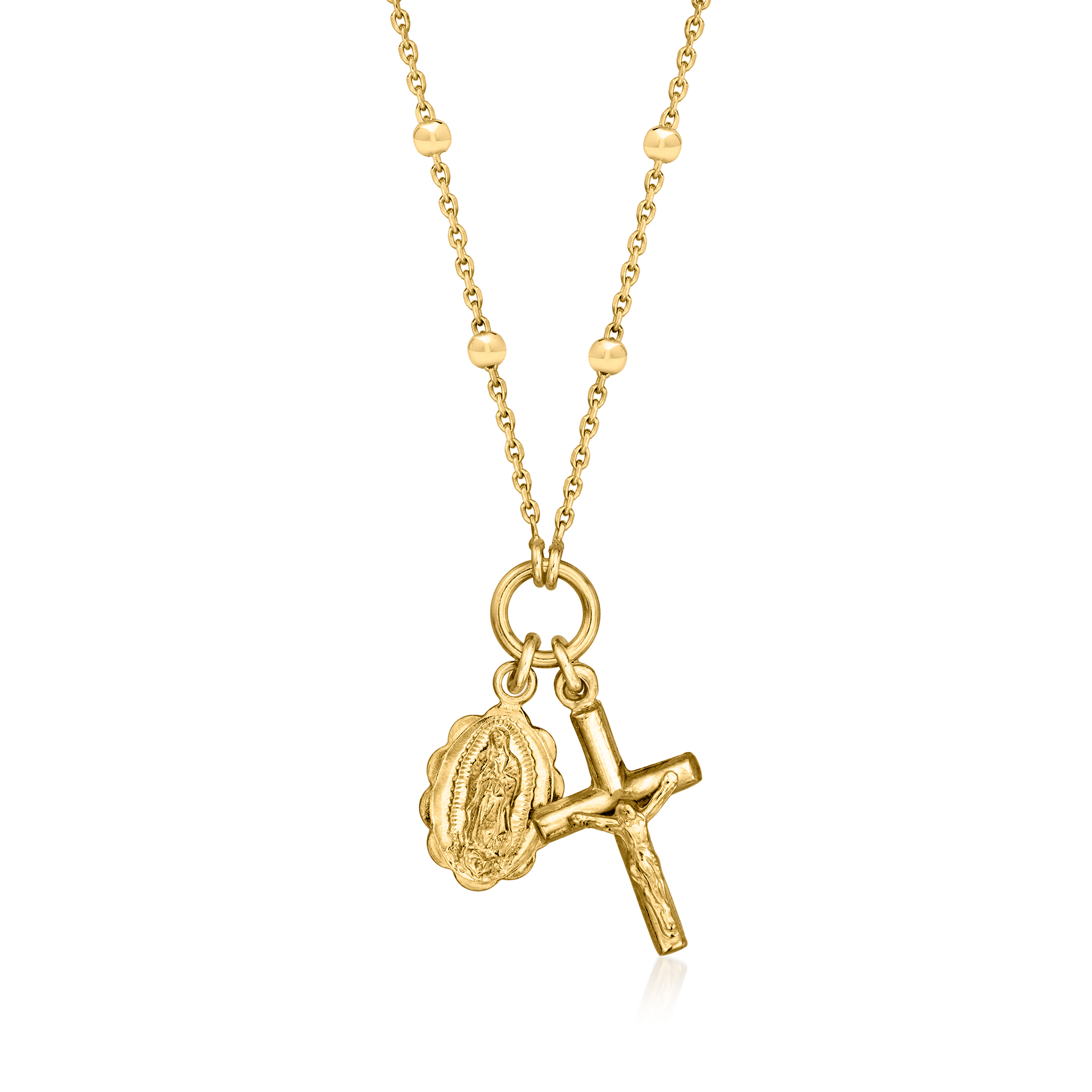 Italian 18kt Gold Over Sterling Religious Charm Necklace. 18&quot