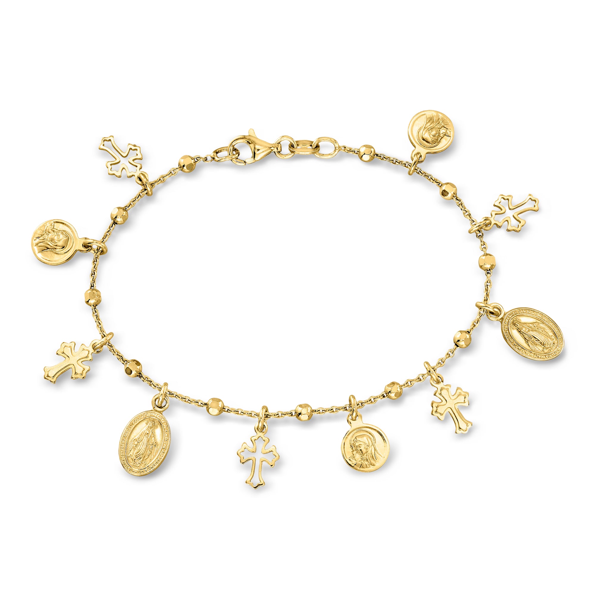 product photo of Italian 18kt Gold Over Sterling Religious Charm Bracelet
