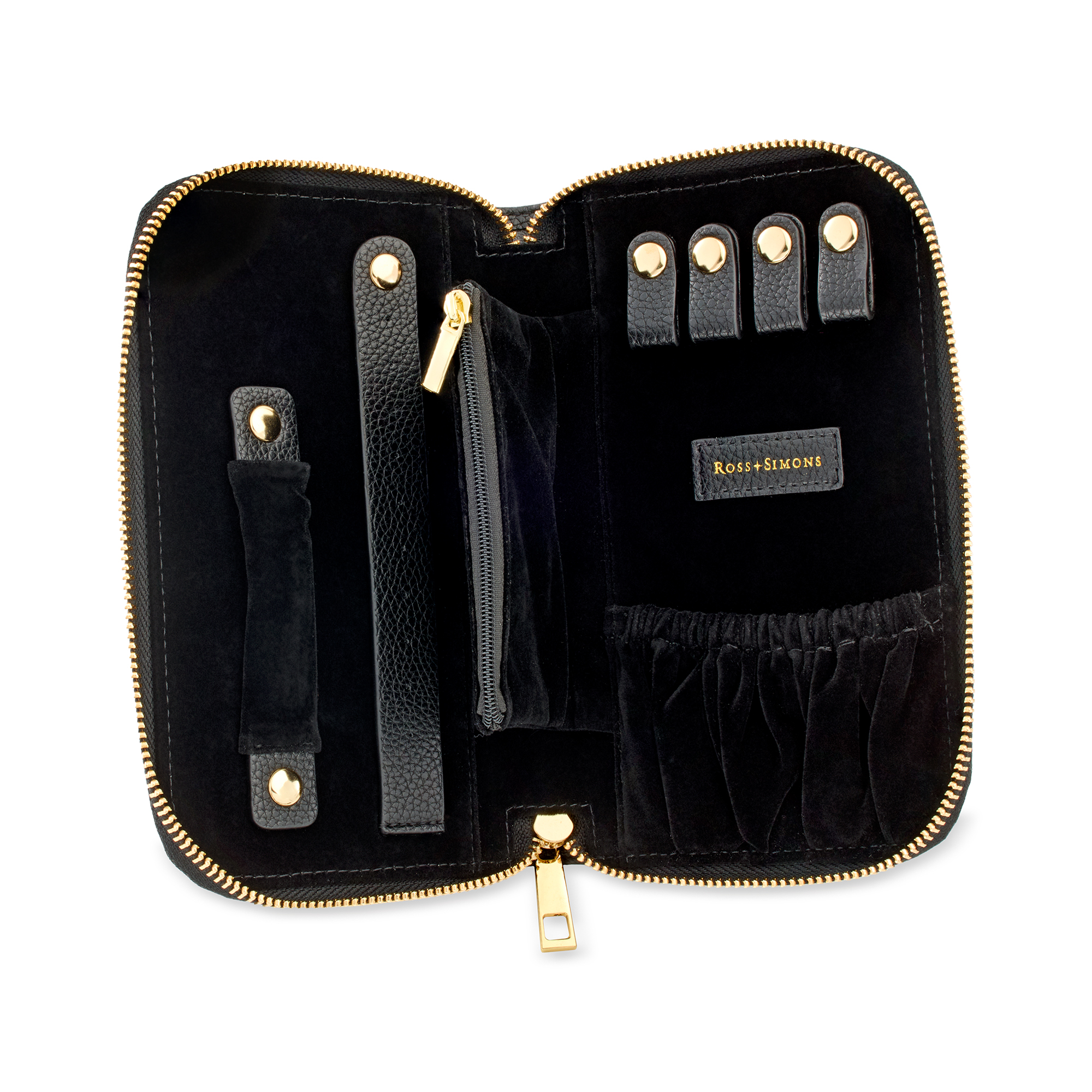 Ross-Simons Black Faux Leather Jewelry Travel Zipper Case 40$