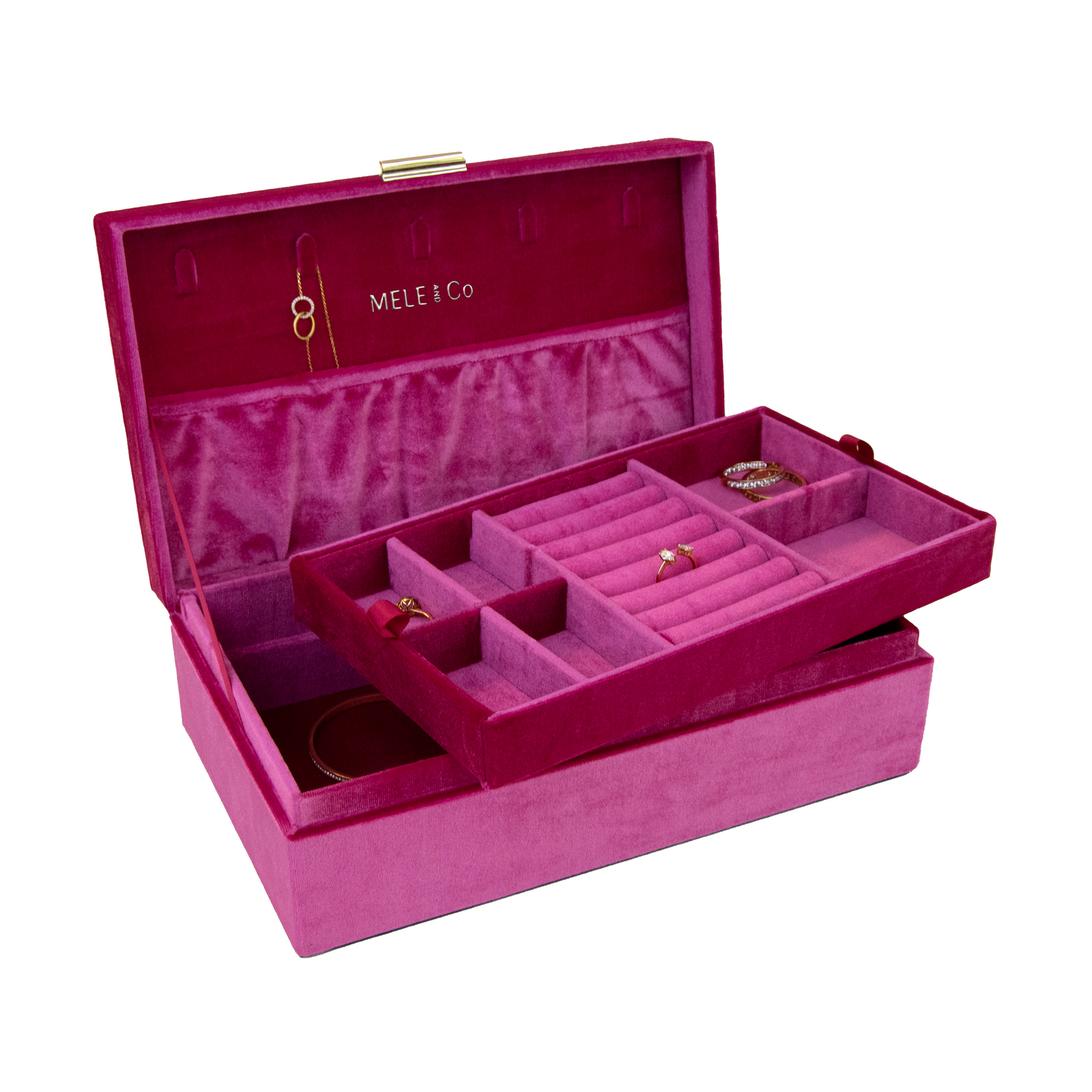 Mele Co Jewel Magenta Pink Velvet Jewelry Box 139$