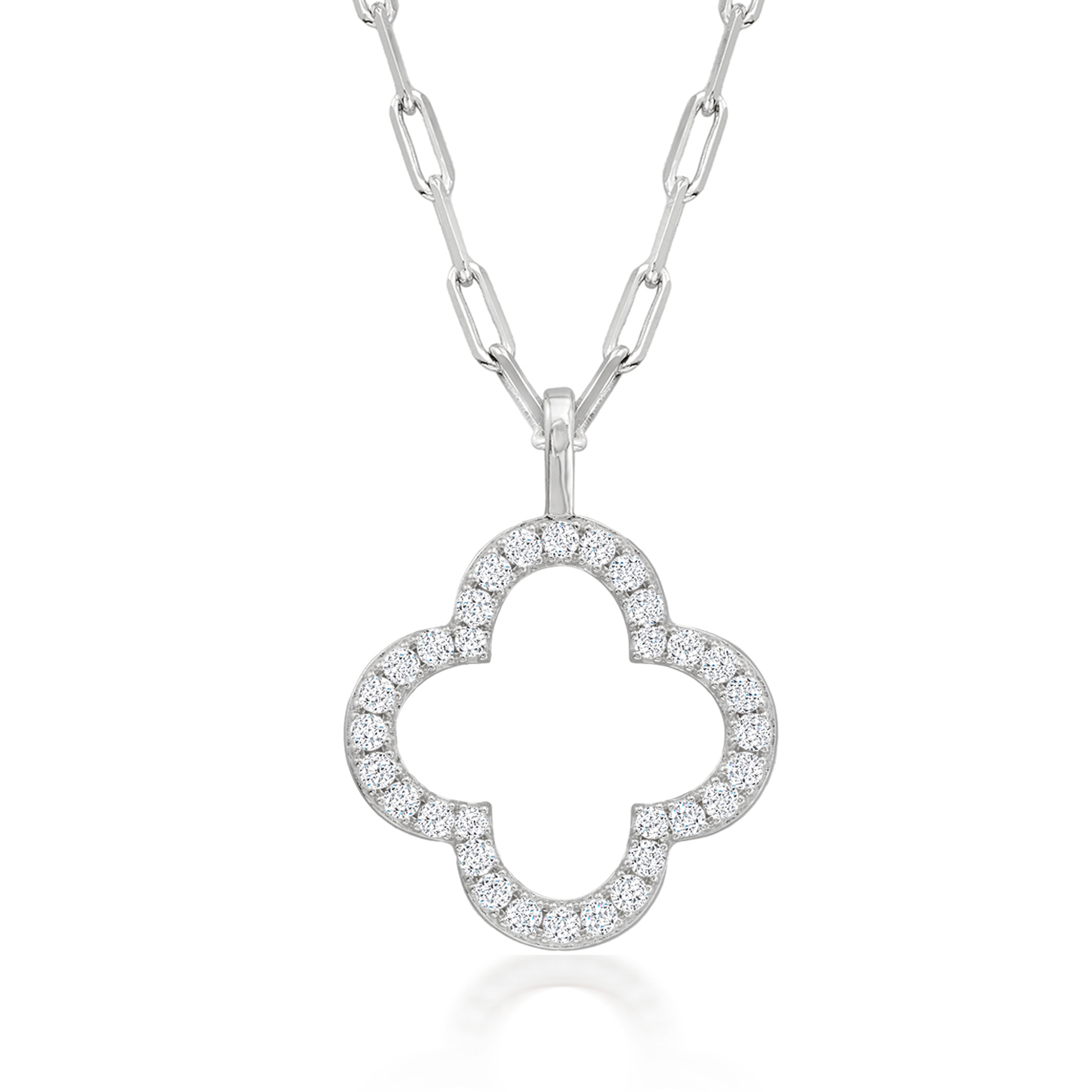 Charles Garnier 70 ct tw CZ Clover Paper Clip Link Necklace in Sterling Silver 130$