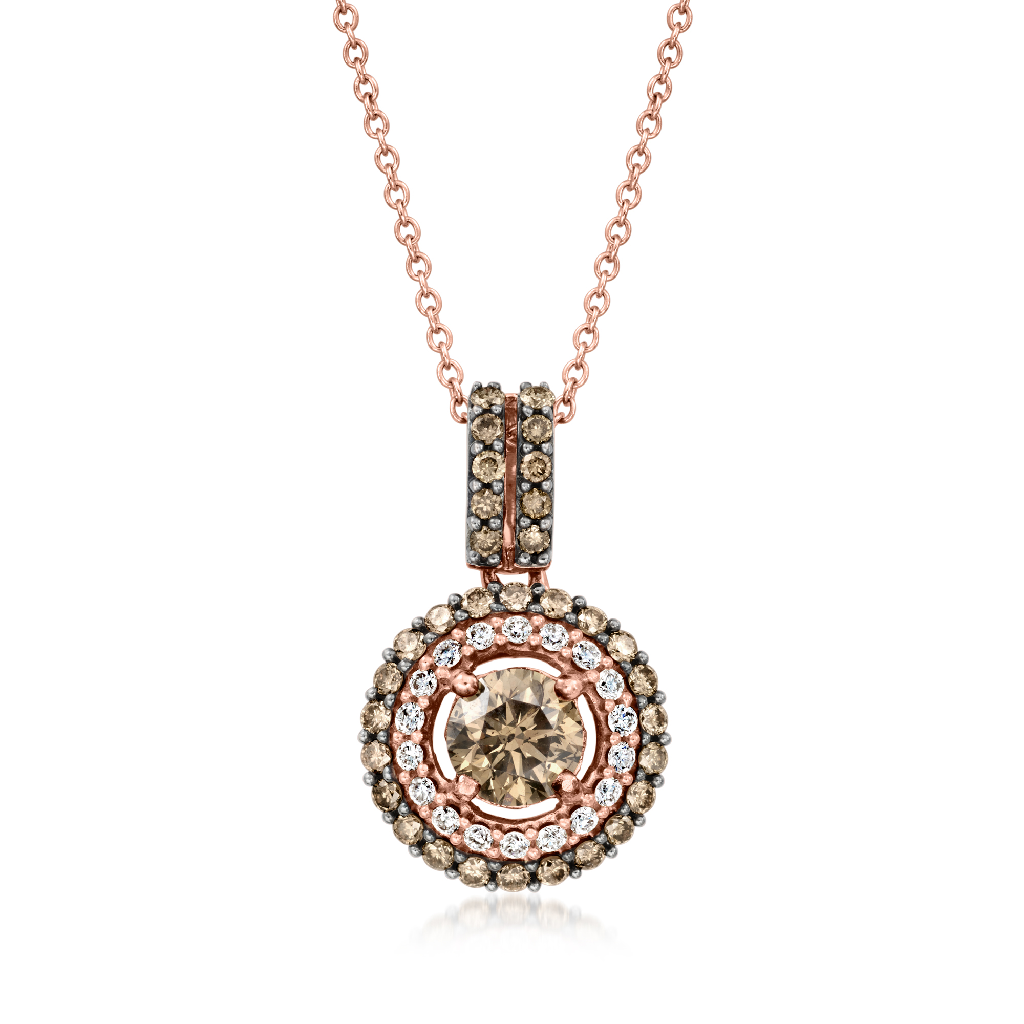Le Vian Chocolatier 128 ct tw Chocolate Diamond Pendant Necklace with 16 ct tw Vanilla Diamonds in 14kt Strawberry Gold 6995$