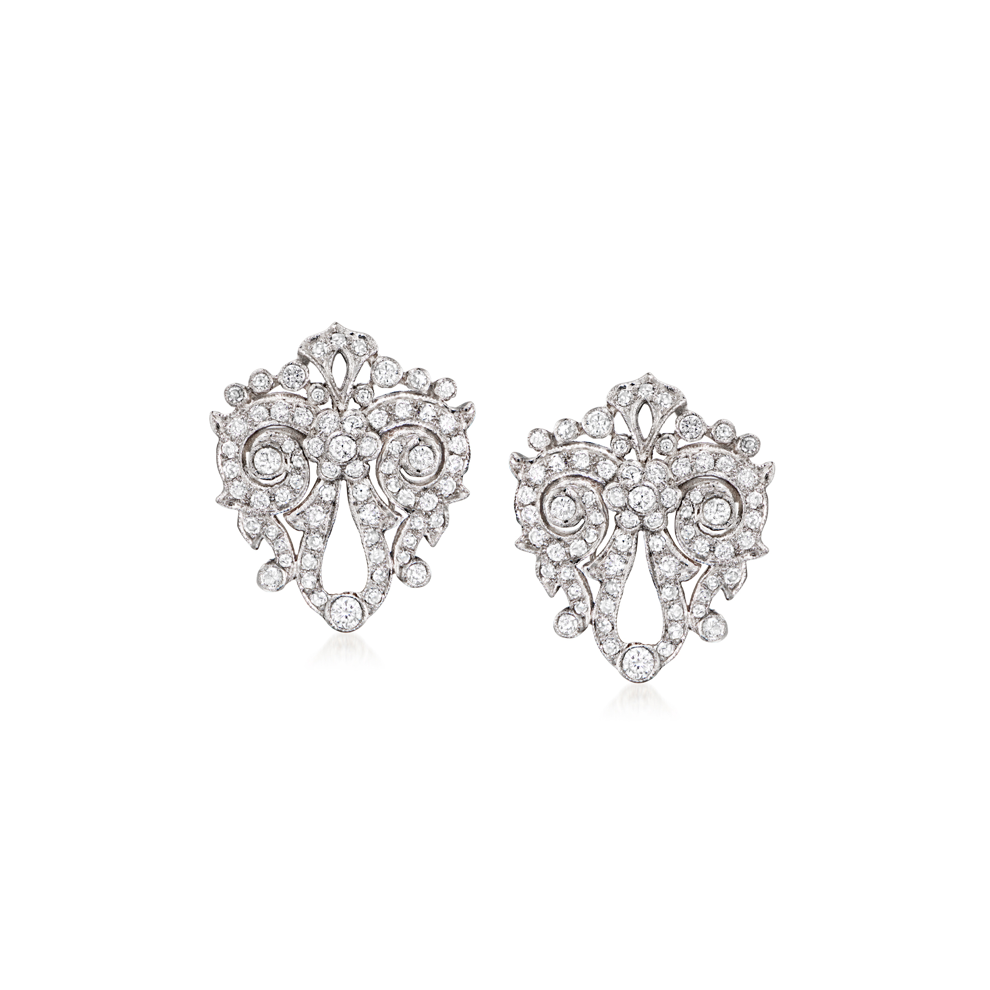 C 1990 Vintage 130 ct tw Diamond Cluster Earrings in 18kt White Gold 3116$