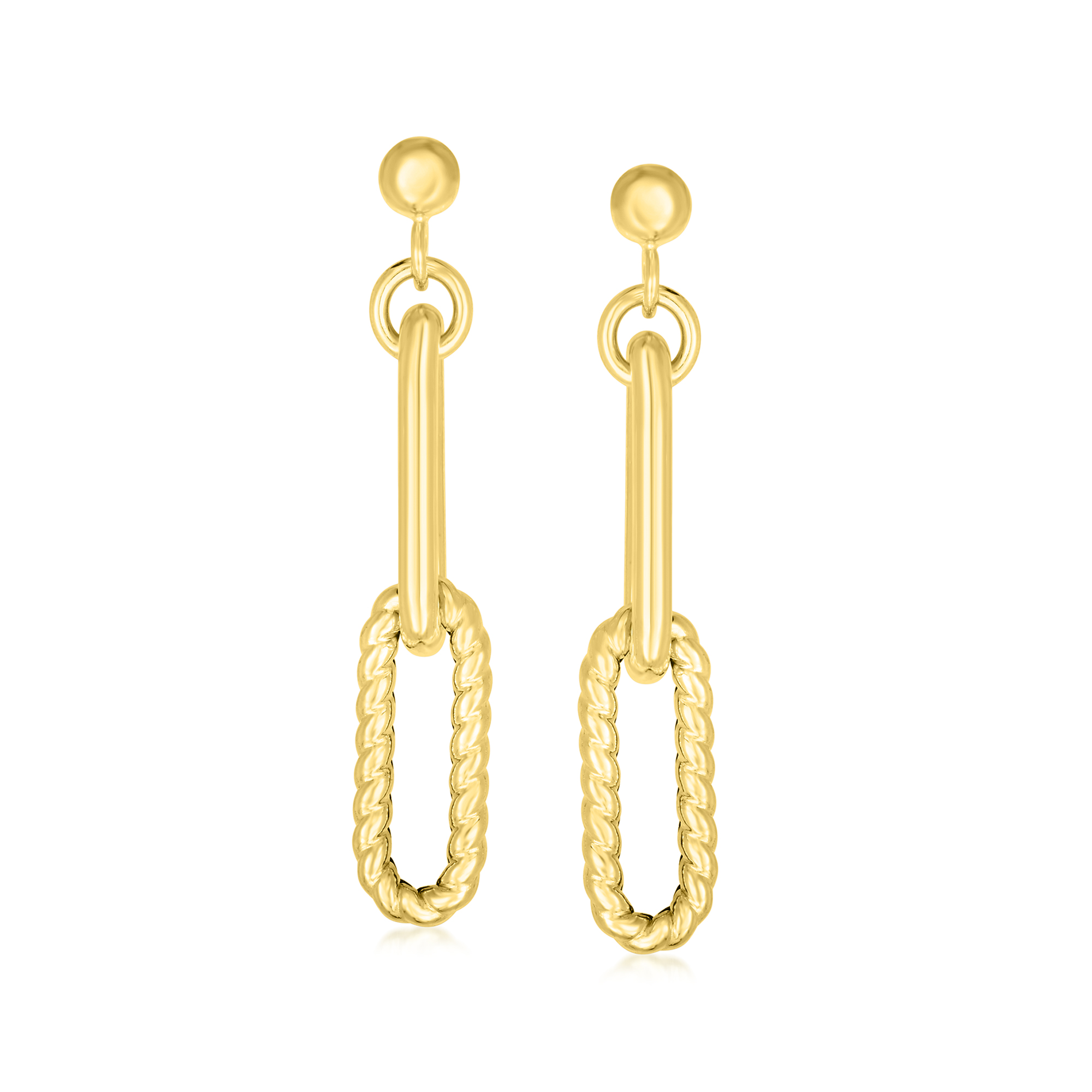 Phillip Gavriel Italian Cable 14kt Yellow Gold Paper Clip Link Drop Earrings 530$