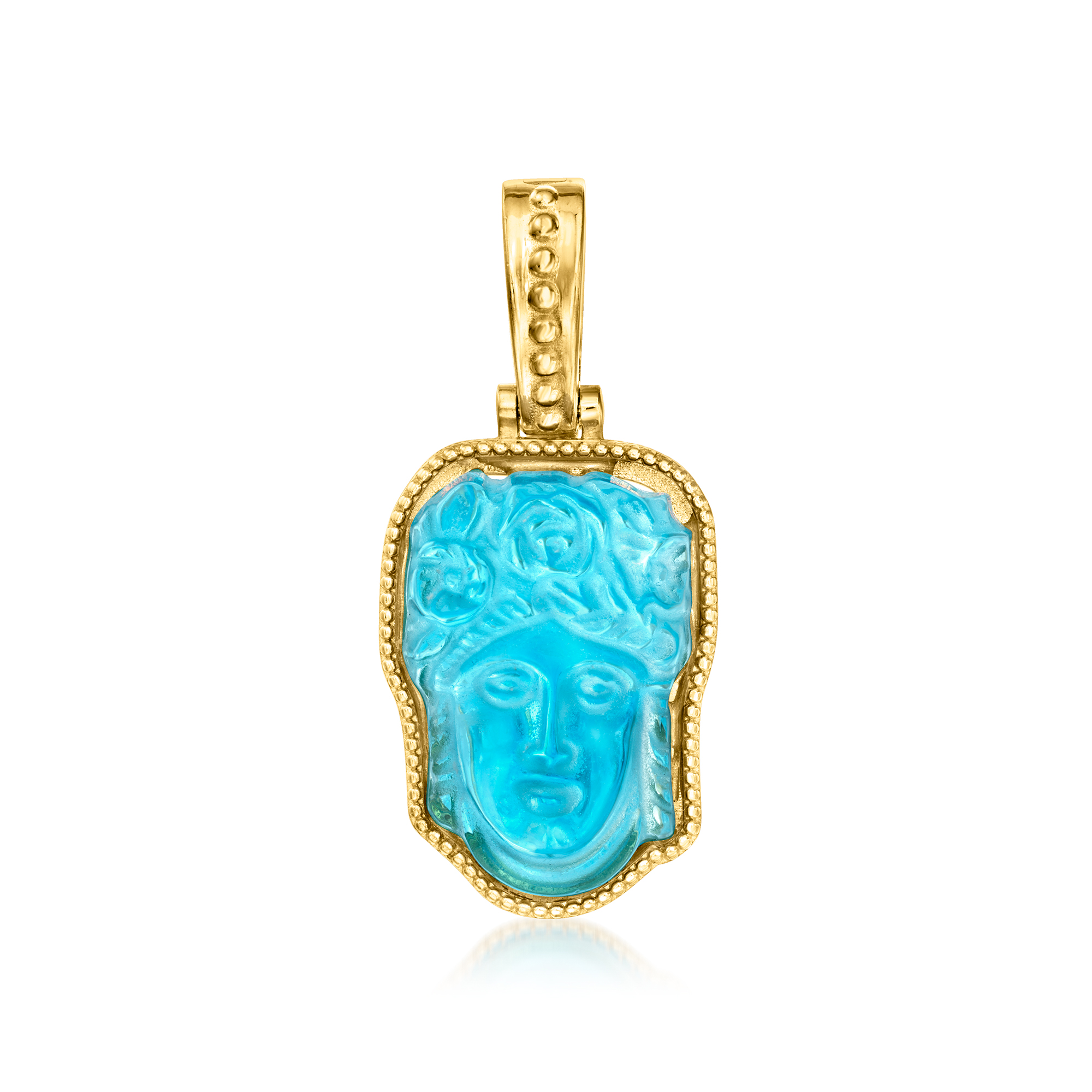 Italian Tagliamonte Blue Venetian Glass Flora Enhancer Pendant in 18kt Gold Over Sterling 206$
