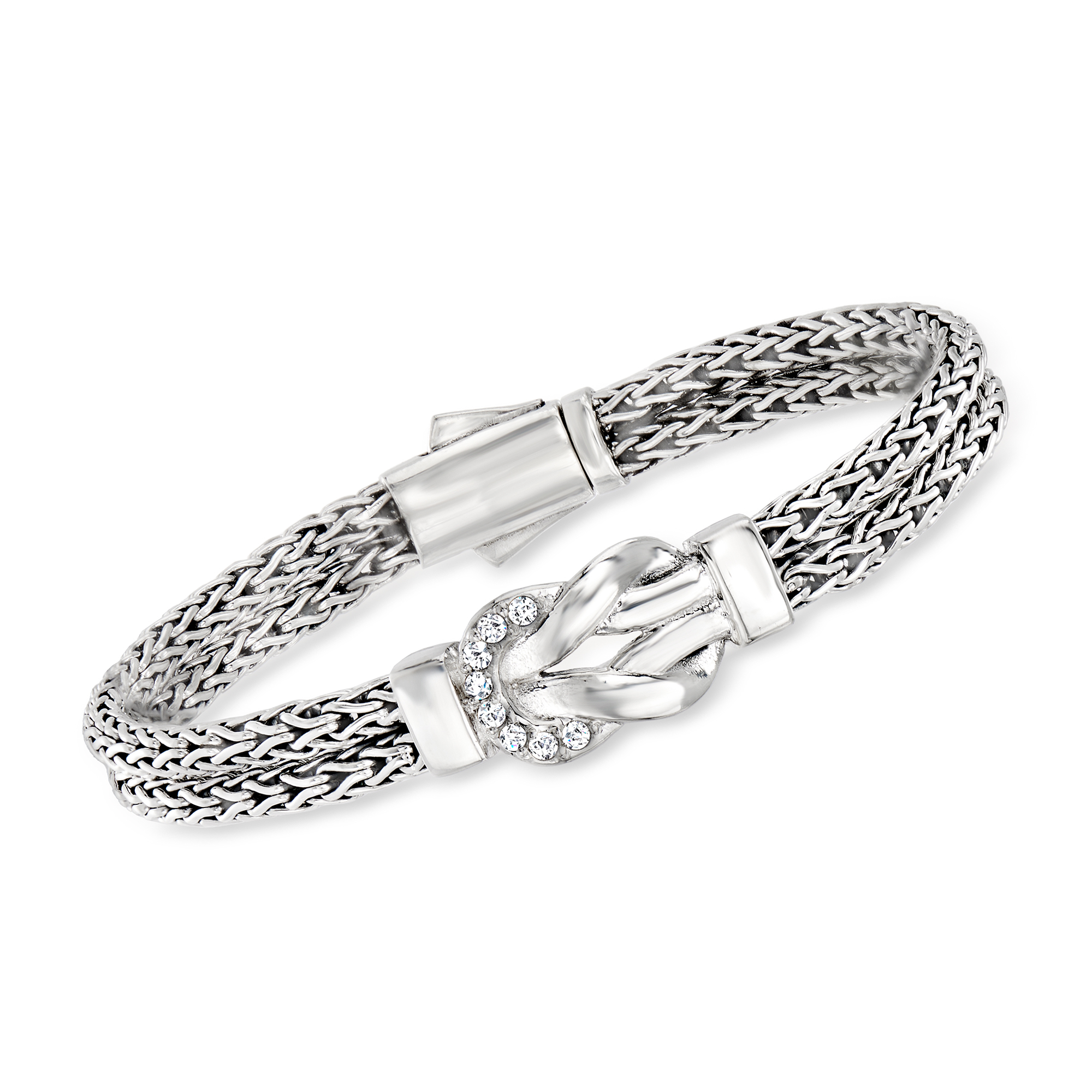 Phillip Gavriel Woven 20 ct tw White Sapphire Hercules Knot Bracelet in Sterling Silver 259$