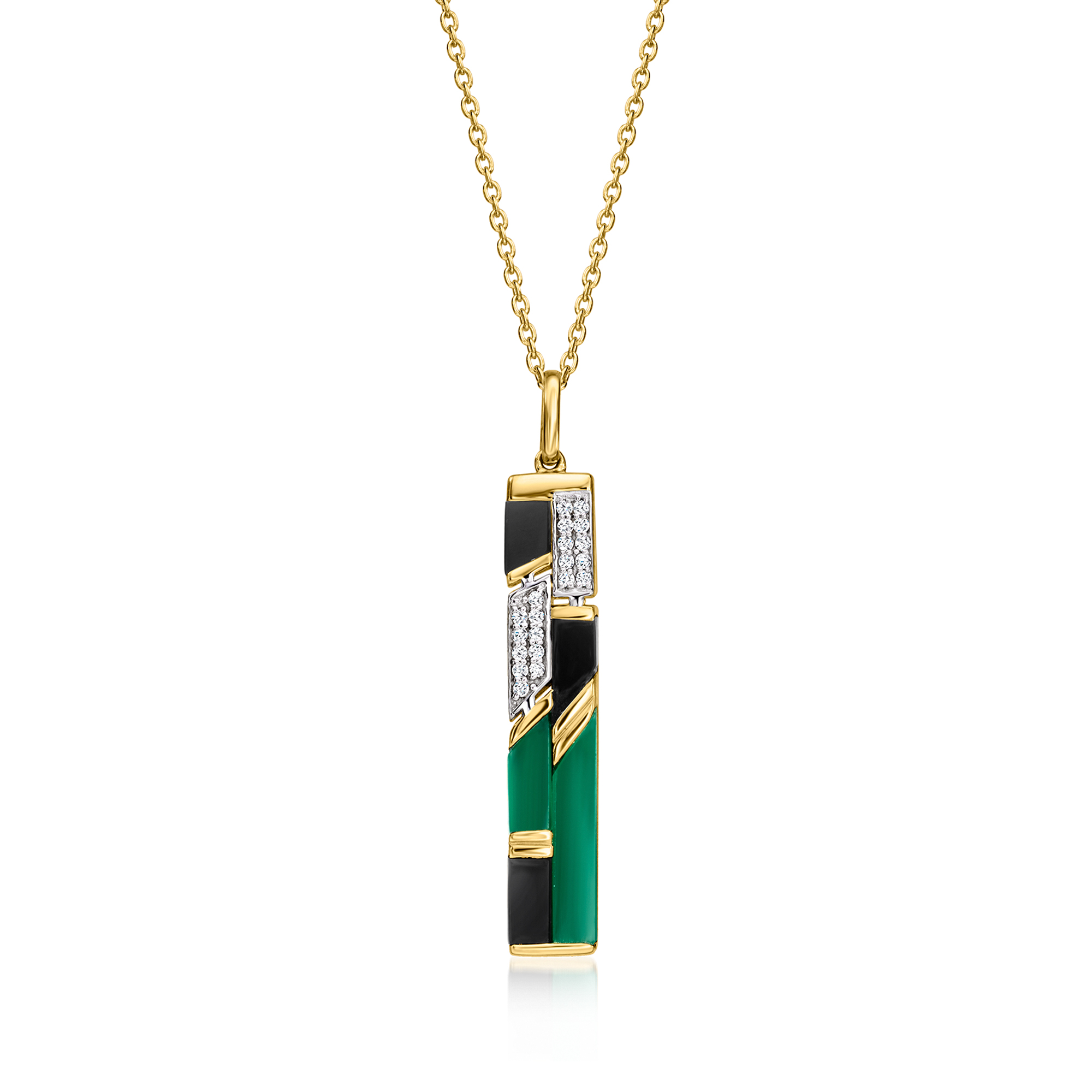 Onyx Green Chalcedony and 10 ct tw White Topaz Pendant Necklace in 18kt Gold Over Sterling 107$