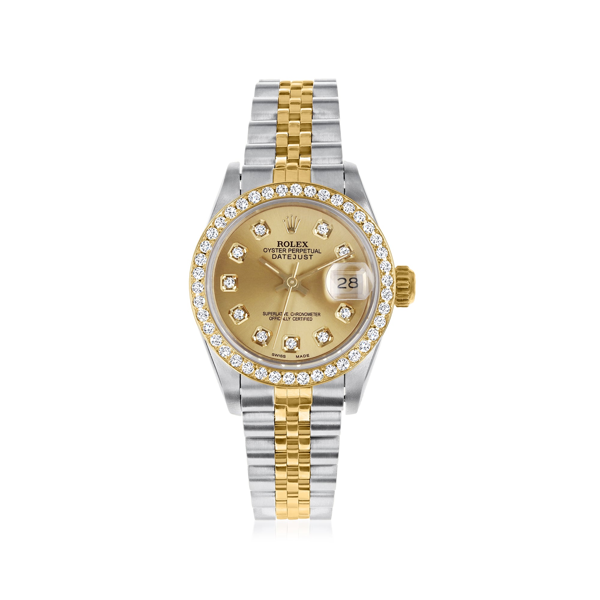 PreOwned Rolex Datejust Womens 26mm Automatic Stainless Steel Watch with 14kt and 18kt Yellow Gold