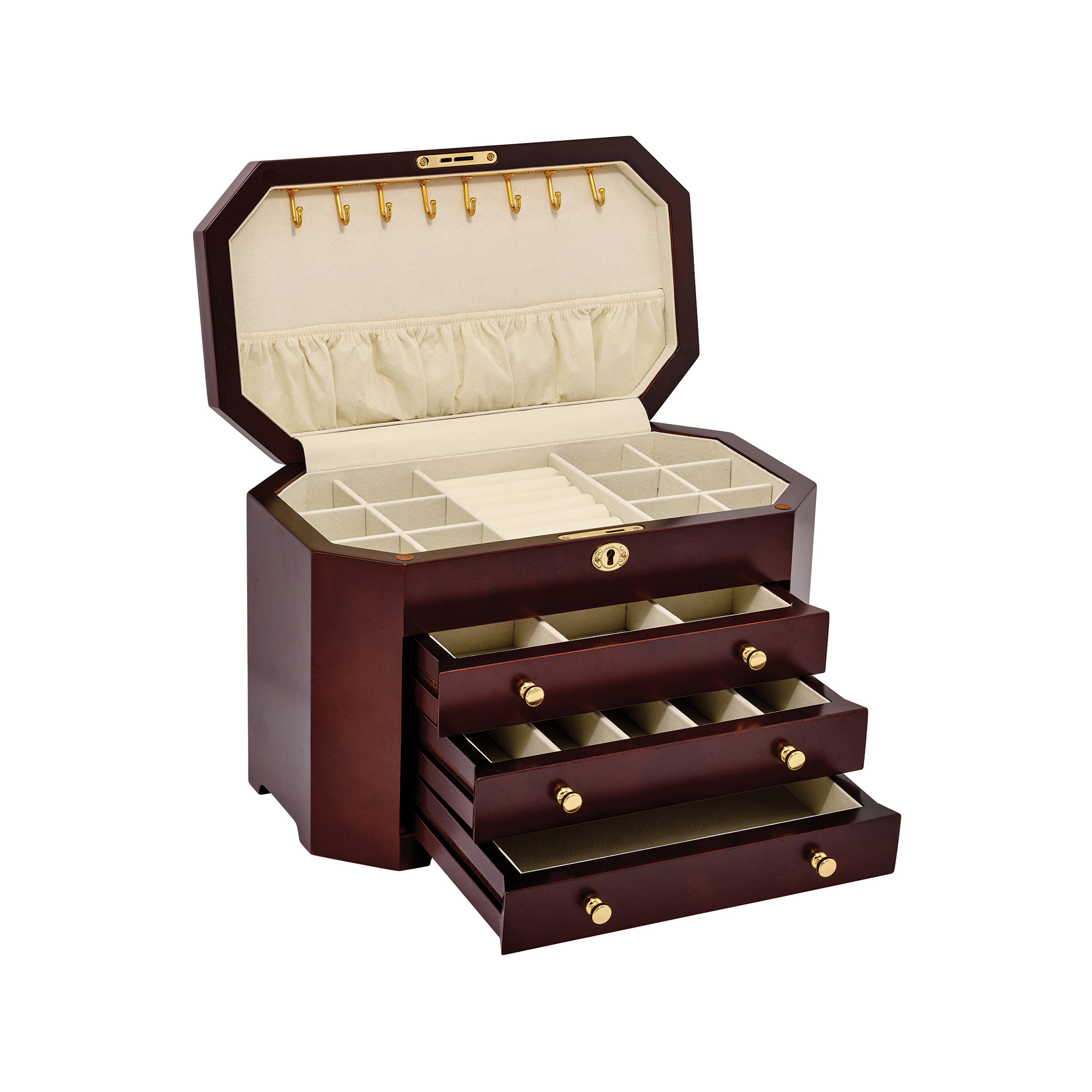 Mahogany Veneer Locking Jewelry Box 369$