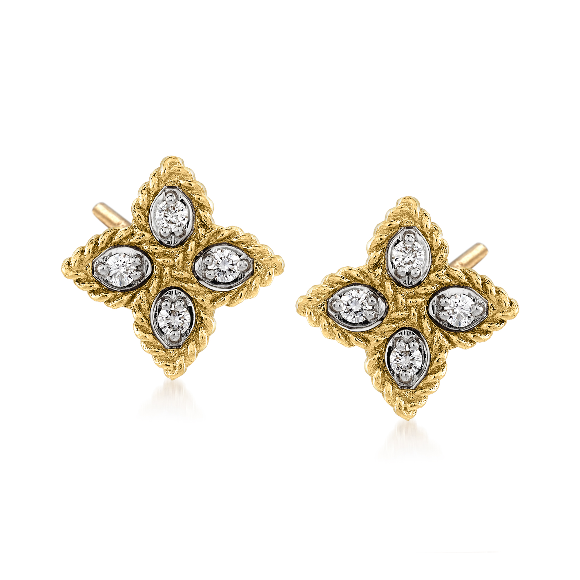 Roberto Coin Princess Diamond Flower Earrings in 18kt Yellow Gold 2100$