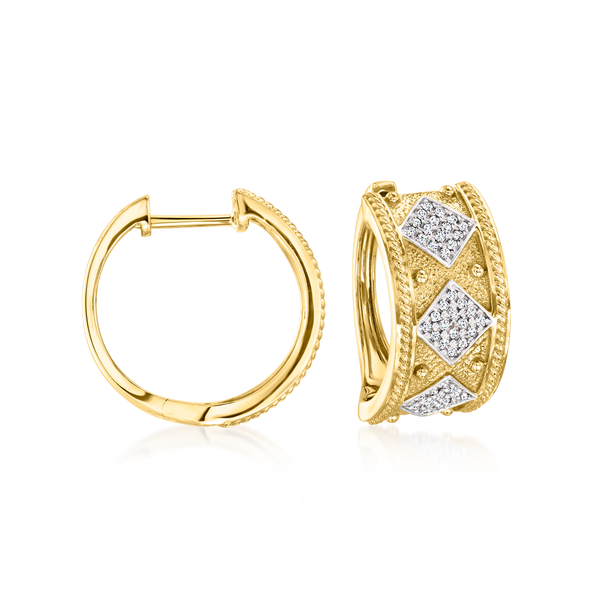 25 ct tw Diamond Geometric Hoop Earrings in 18kt Yellow Gold 1489$