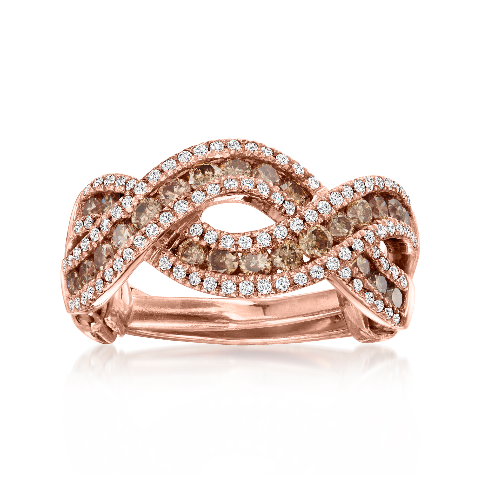 Le Vian 109 ct tw Chocolate and Vanilla Diamond Twisted Ring in 14kt Strawberry Gold 5095$