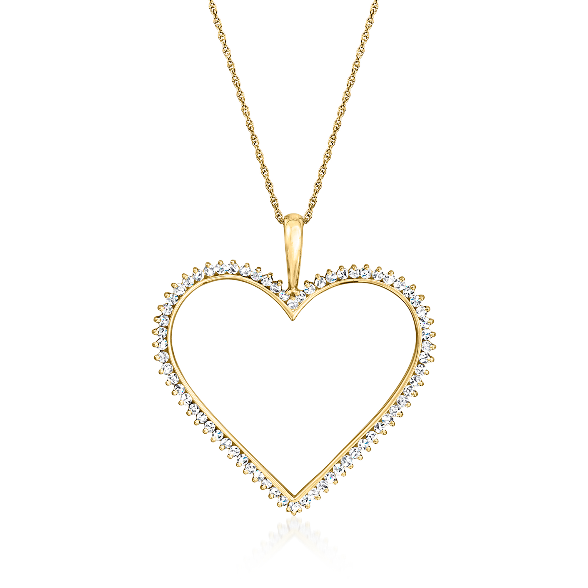C. 1990 Vintage Jose Hess 2.00 ct. t.w. Diamond Heart Pendant Necklace in 14kt Yellow Gold