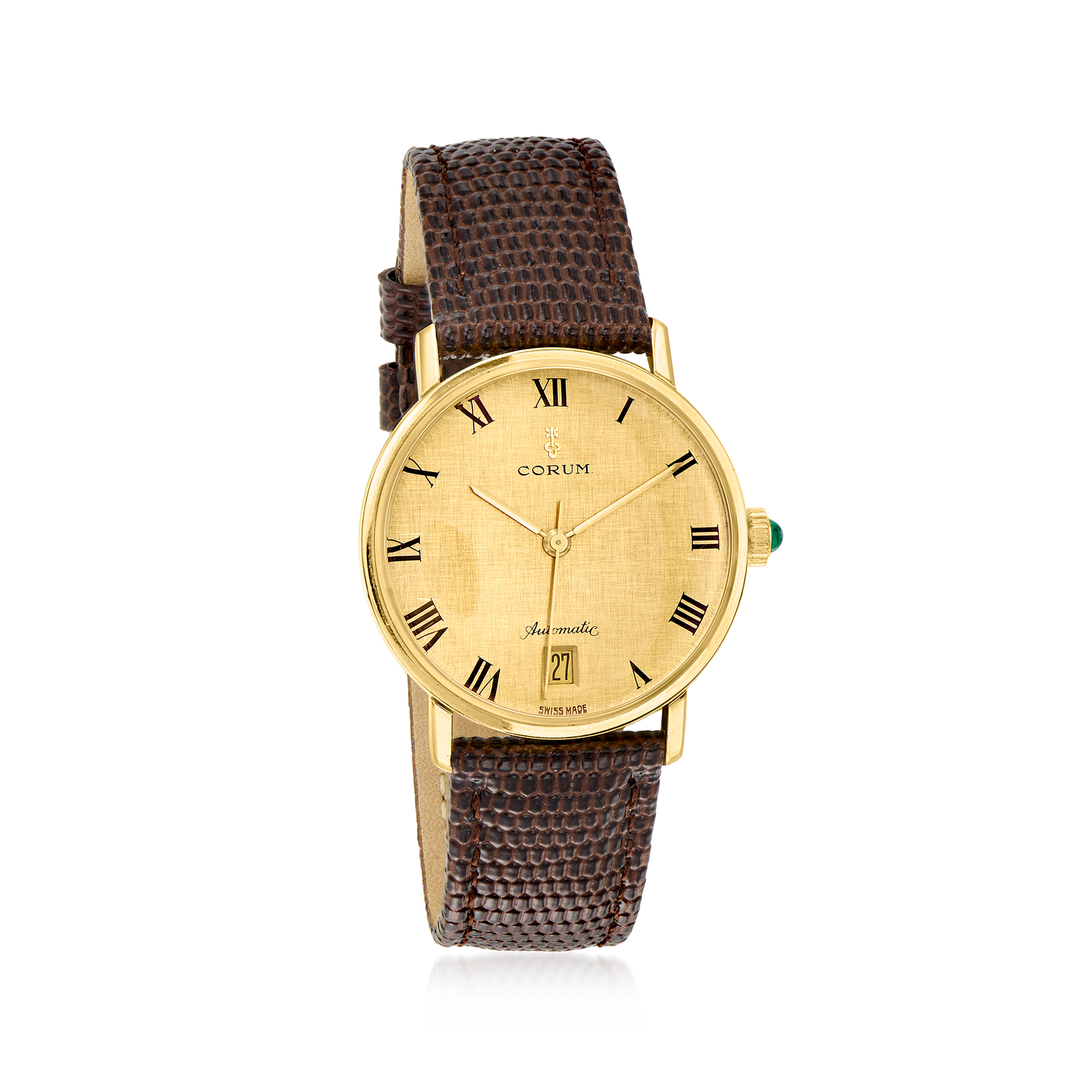 C 1970 Vintage Corum Mens 32mm 18kt Yellow Gold Watch 3196$