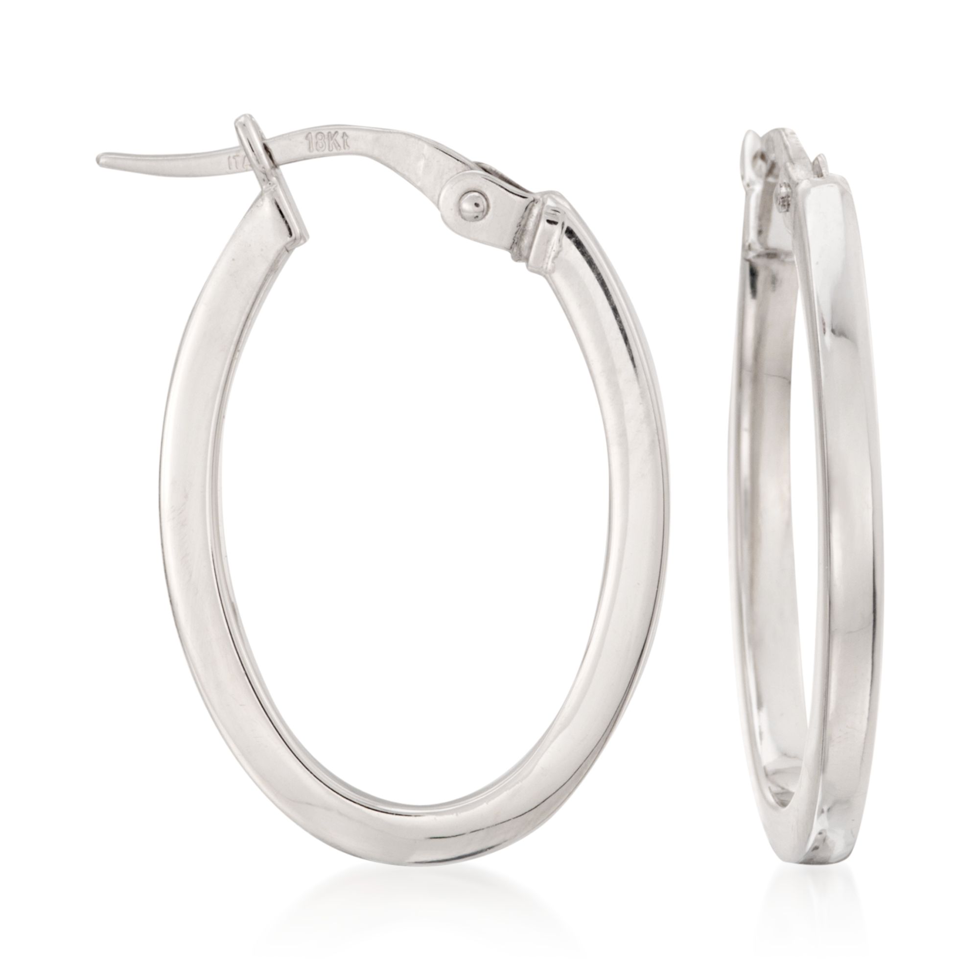 Roberto Coin 18kt White Gold Oval Hoop Earrings 910$