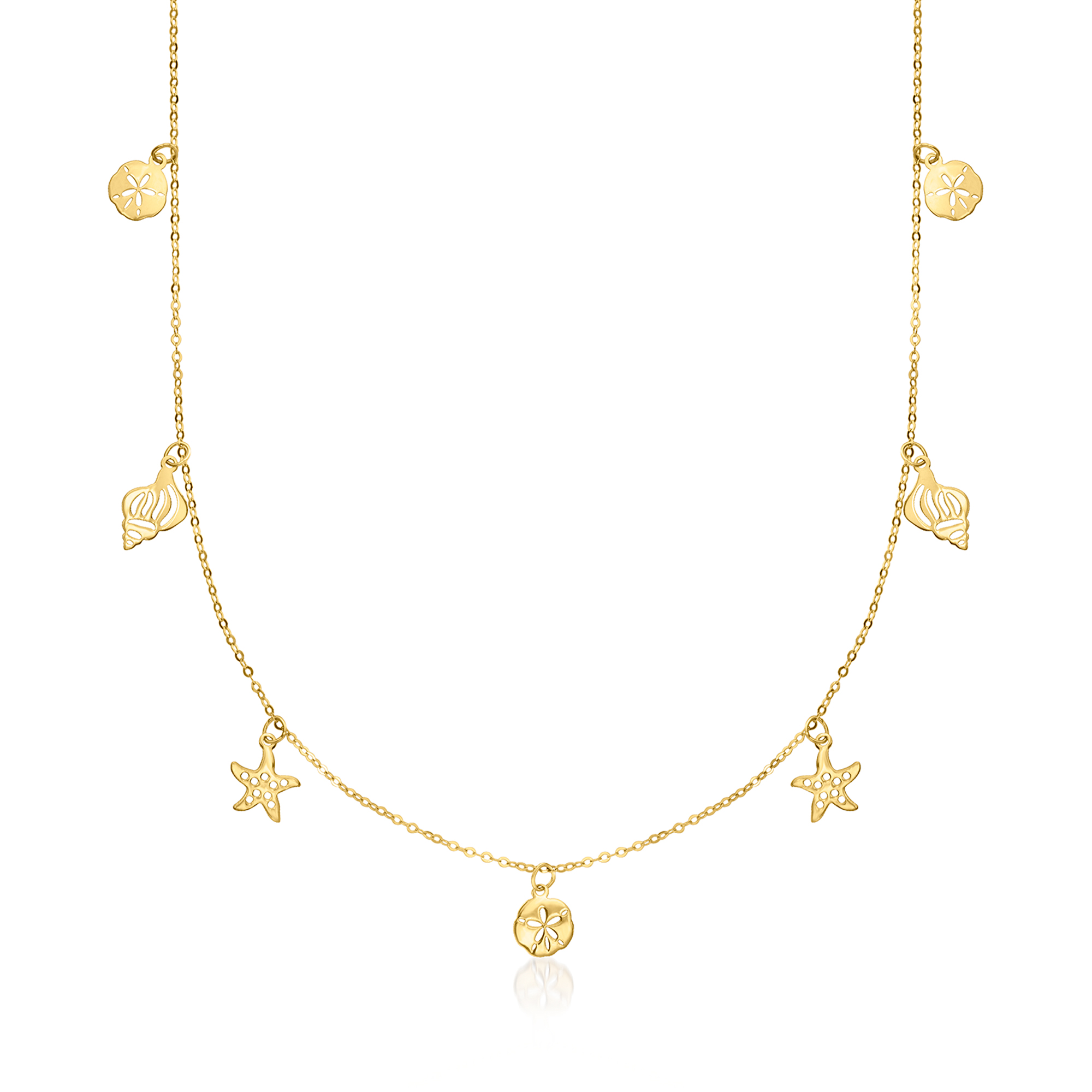 Italian 14kt Yellow Gold Sea Life Station Necklace 297$
