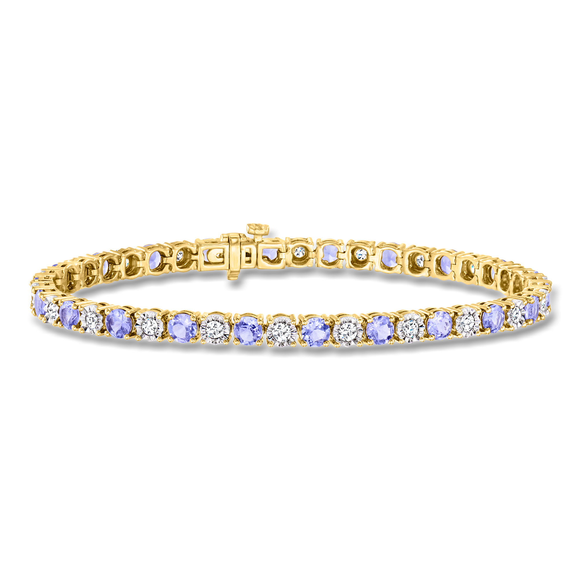 450 ct tw Tanzanite and 100 ct tw Diamond Tennis Bracelet in 18kt Gold Over Sterling 999$