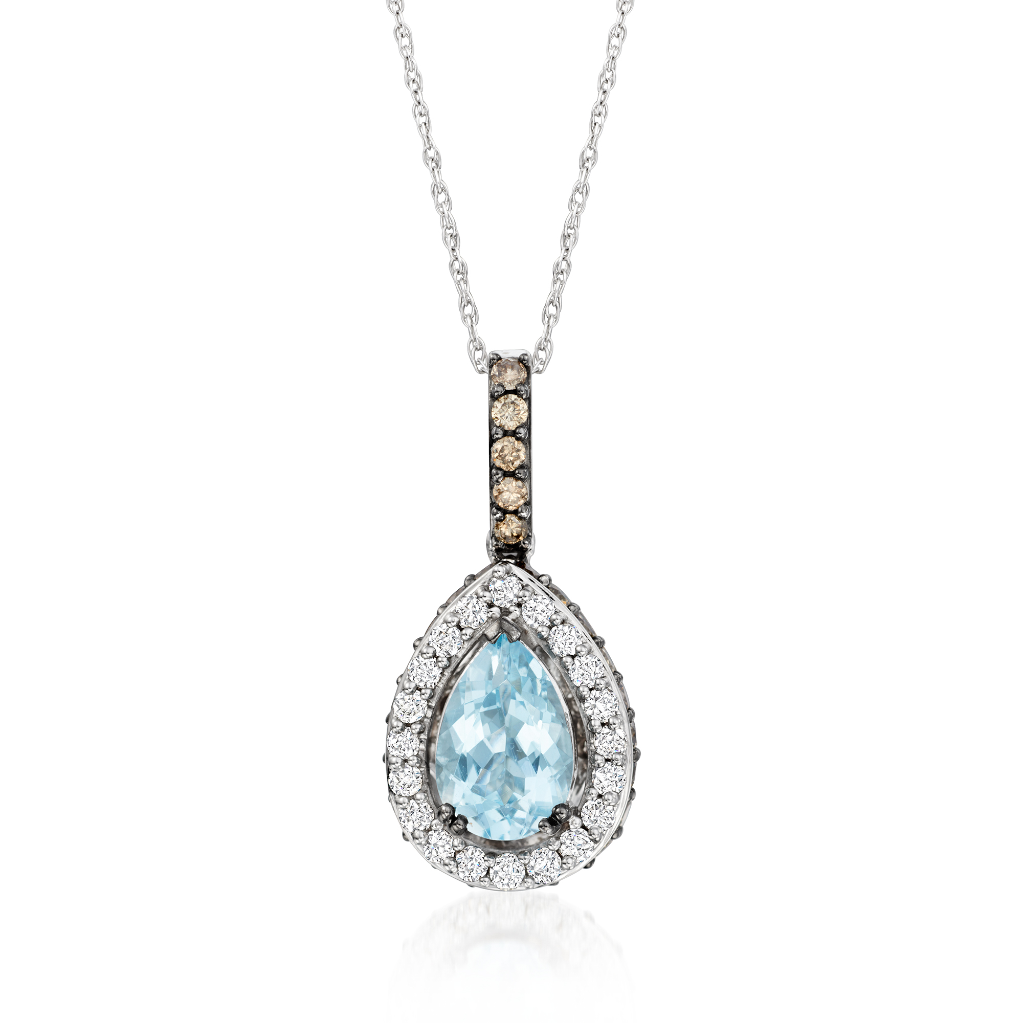 Le Vian 70 Carat Sea Blue Aquamarine Pendant Necklace with 87 ct tw Chocolate and Vanilla Diamonds in 14kt Vanilla Gold 3595$