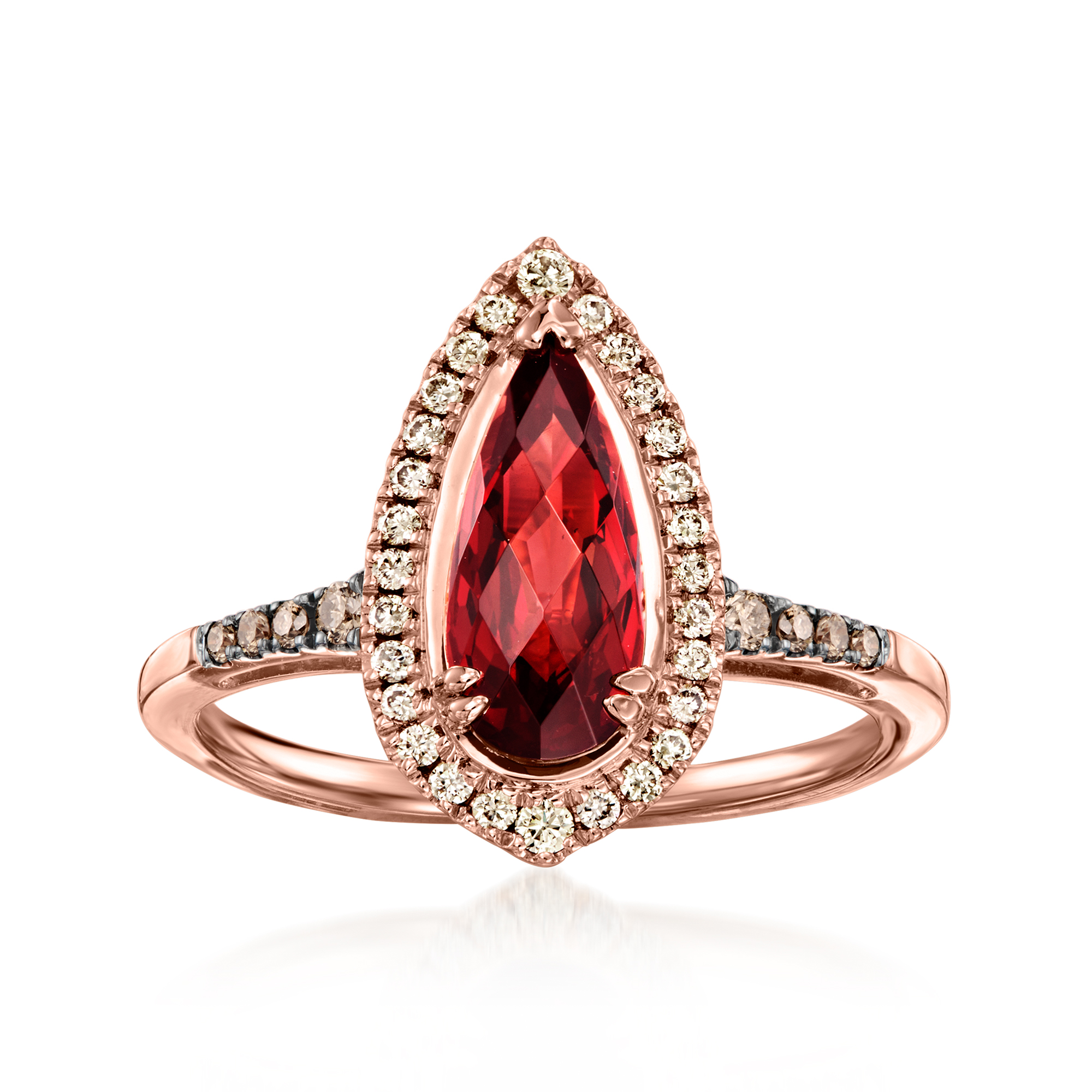 Le Vian 150 Carat Pomegranate Garnet Ring with 27 ct tw Chocolate and Nude Diamonds in 14kt Strawberry Gold 1599$