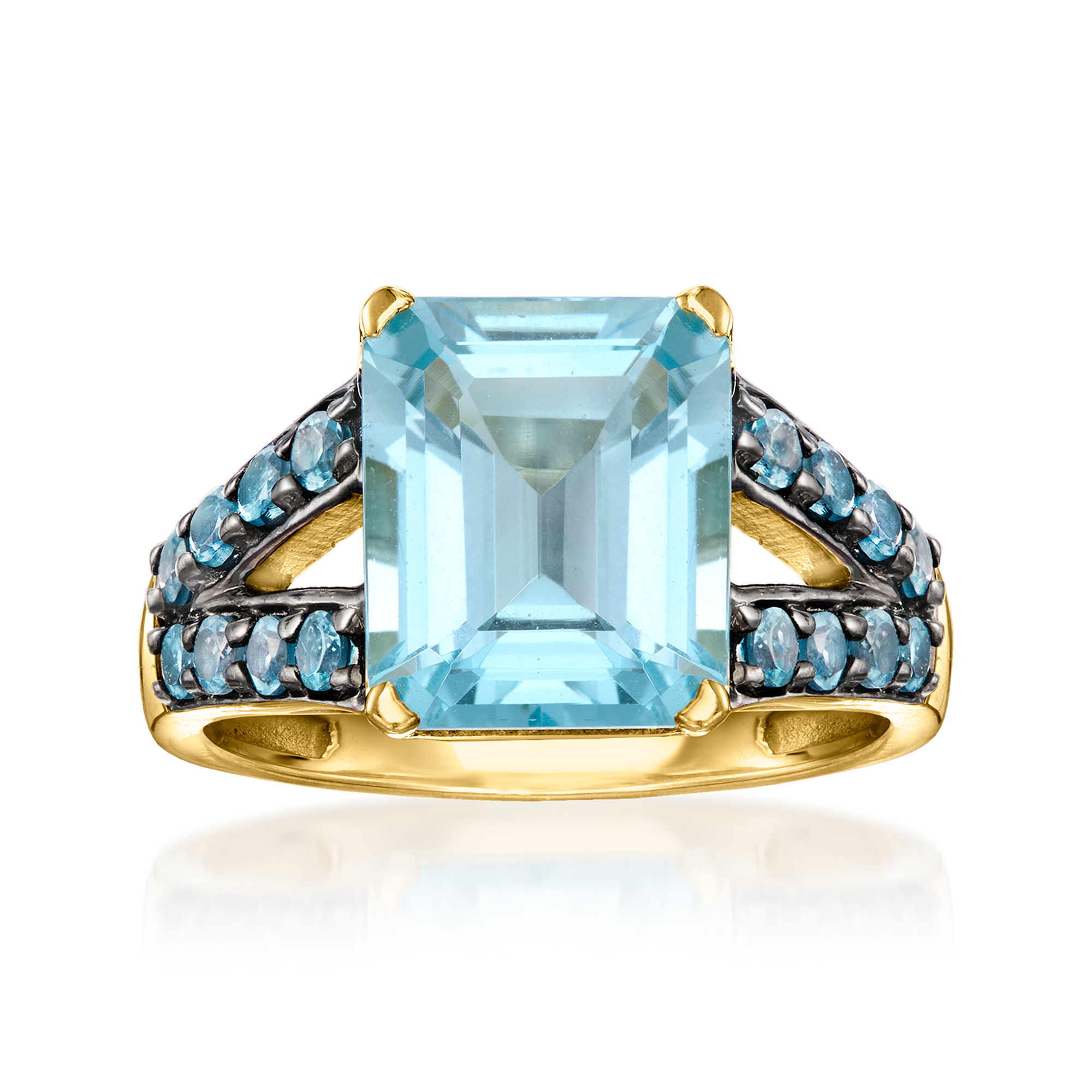 525 Carat Sky Blue Topaz Ring with 80 ct tw London Blue Topaz in 18kt Gold Over Sterling 144$
