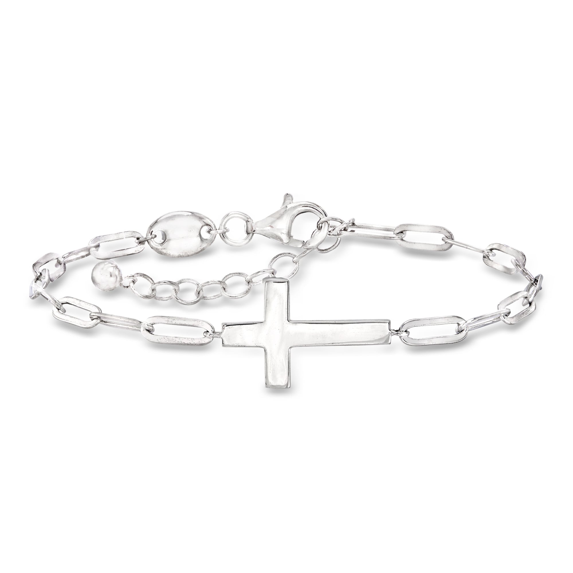 Charles Garnier Sterling Silver Cross Paper Clip Link Bracelet 90$