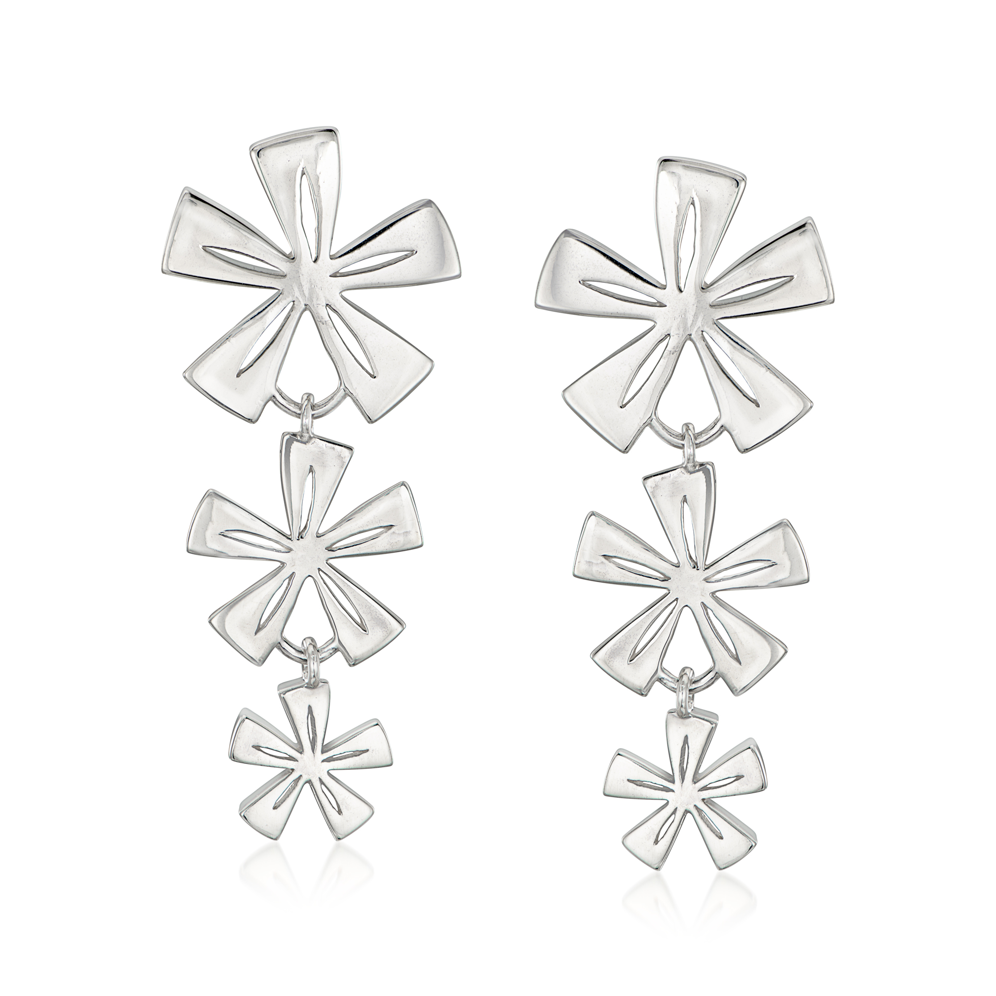 Zina Sterling Silver Tiki Flower Graduated Drop Earrings 275$
