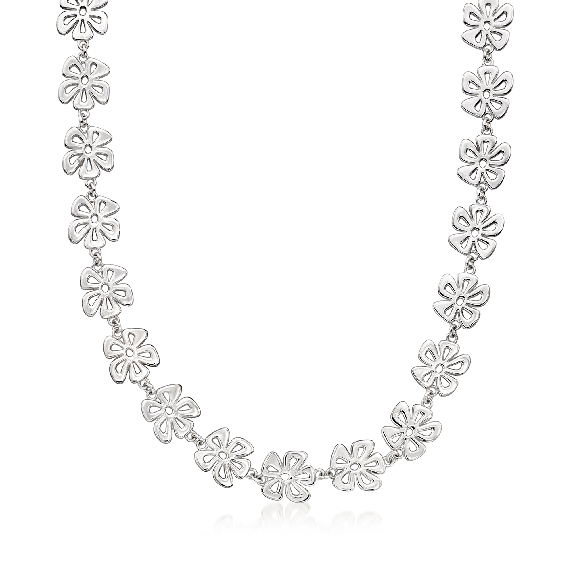 Zina Sterling Silver Tiki Multi-Flower Necklace 770$