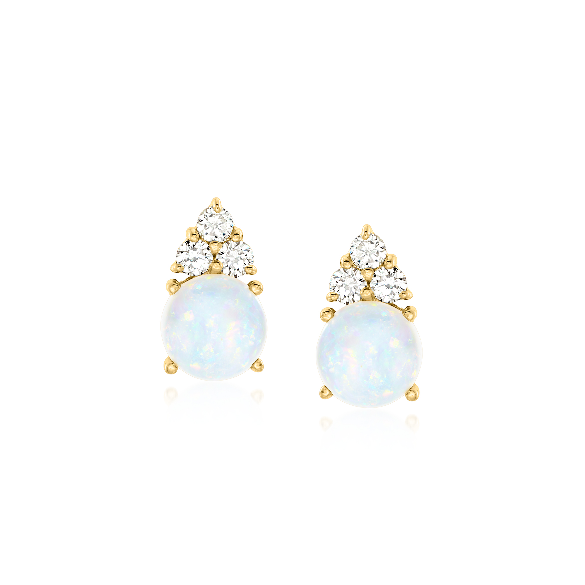 Opal and 36 ct tw Diamond Earrings in 14kt Yellow Gold