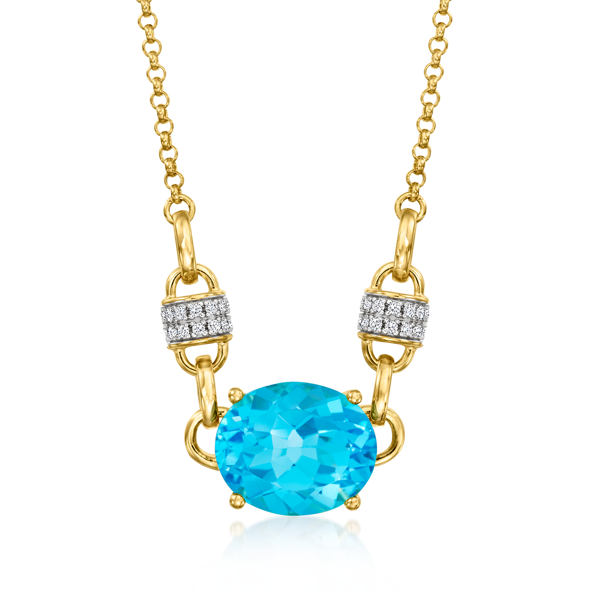 Charles Garnier 525 Carat Swiss Blue Topaz and 10 ct tw CZ Necklace in 18kt Gold Over Sterling 249$