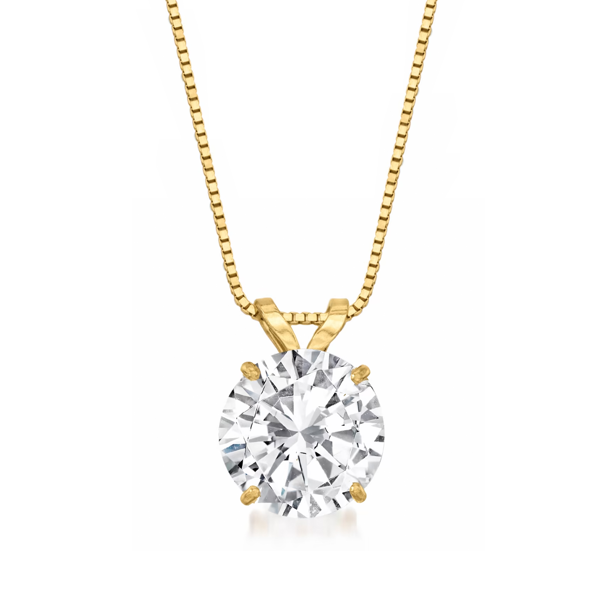200 Carat CZ Solitaire Necklace in 14kt Yellow Gold