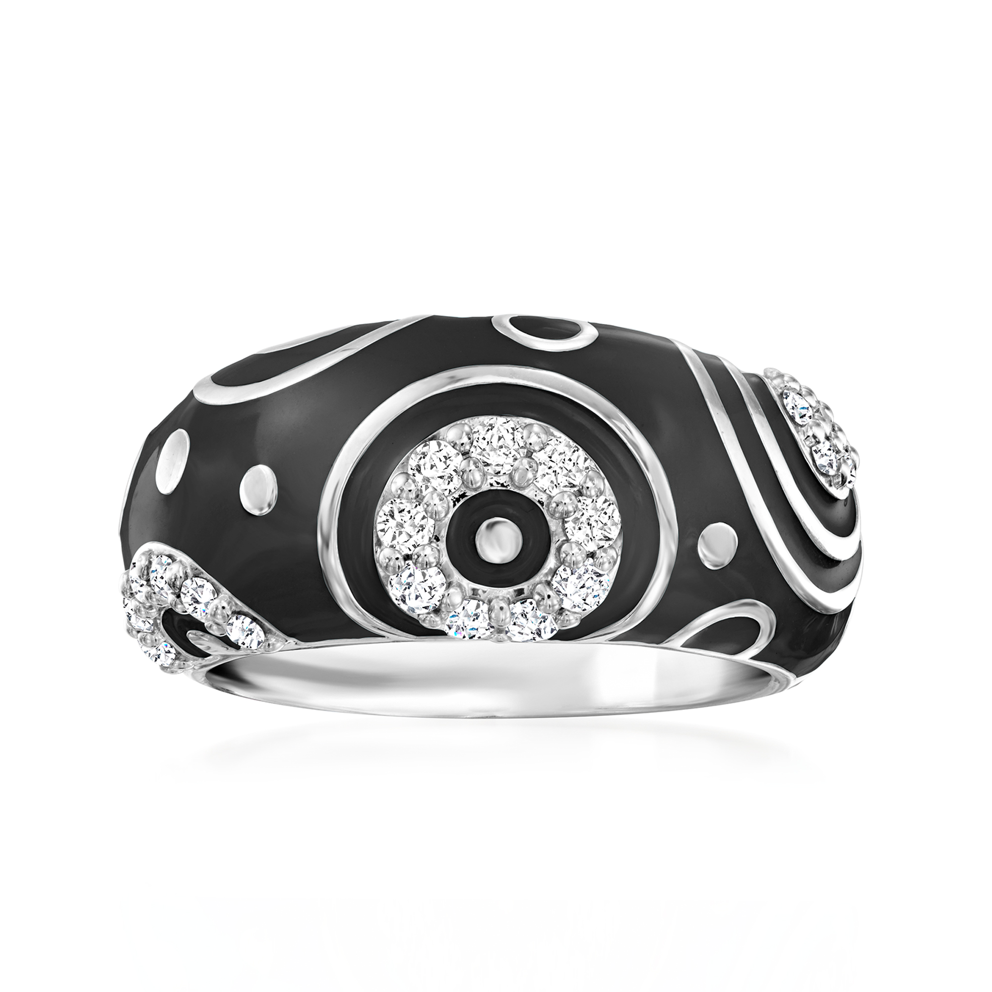 Belle Etoile Galaxy 30 ct tw CZ and Black Enamel Ring in Sterling Silver 250$