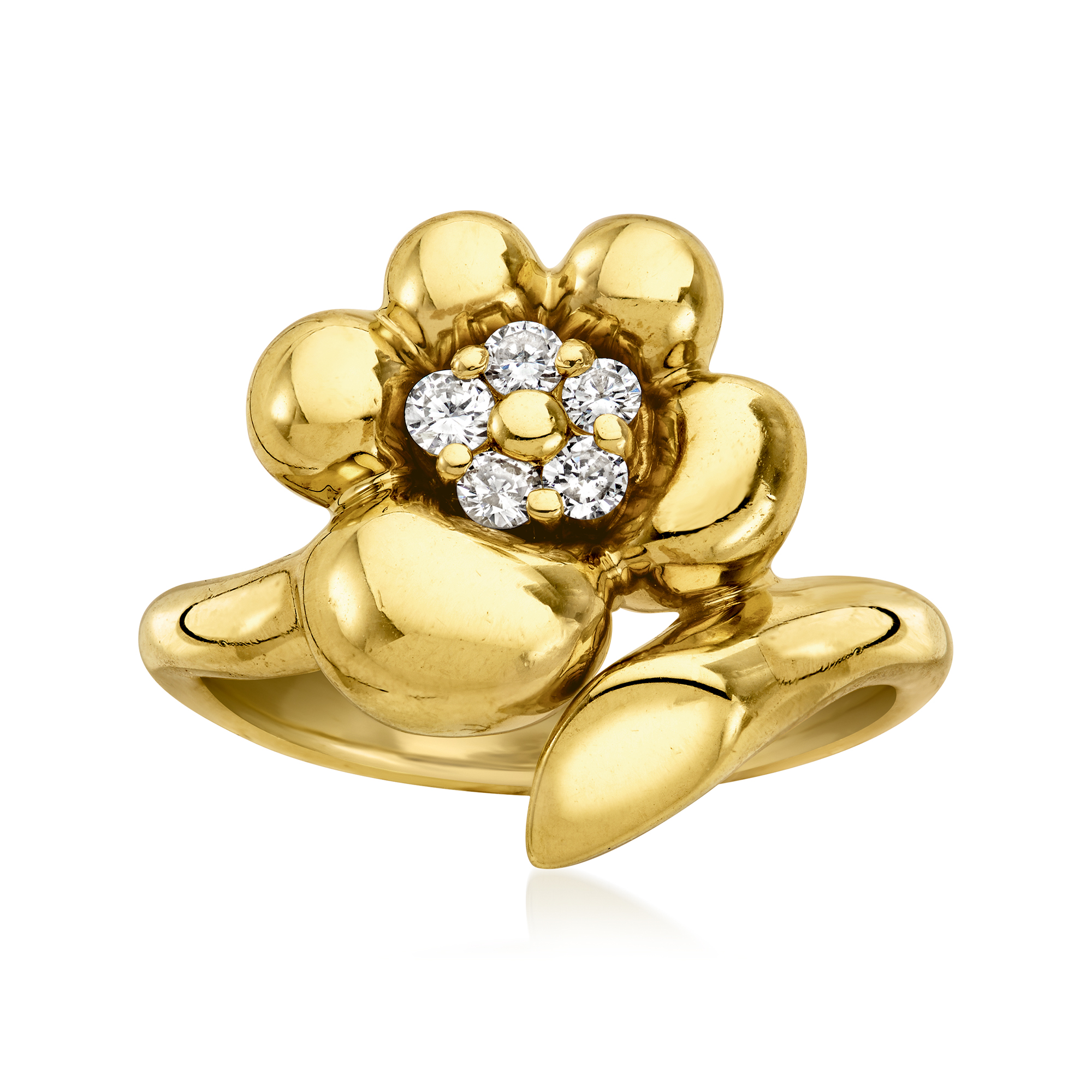 C. 2010 Vintage Jose Hess .20 ct. t.w. Diamond Flower Ring in 18kt Yellow Gold