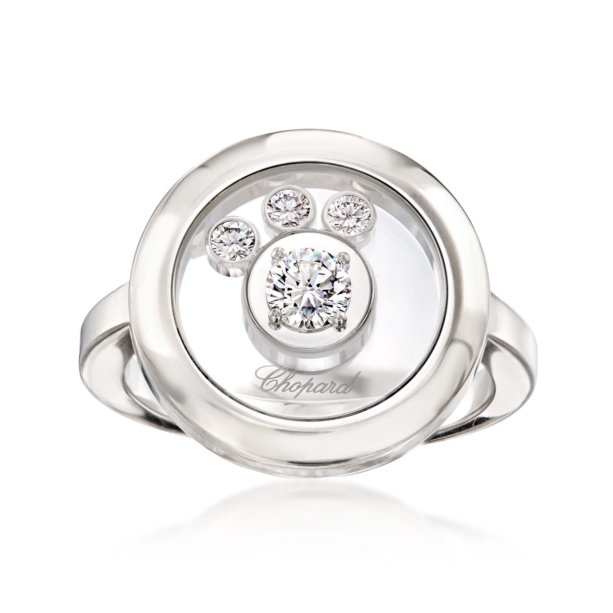 C 2000 Vintage Chopard Happy Diamonds 35 ct tw Diamond Ring in 18kt White Gold 4316$