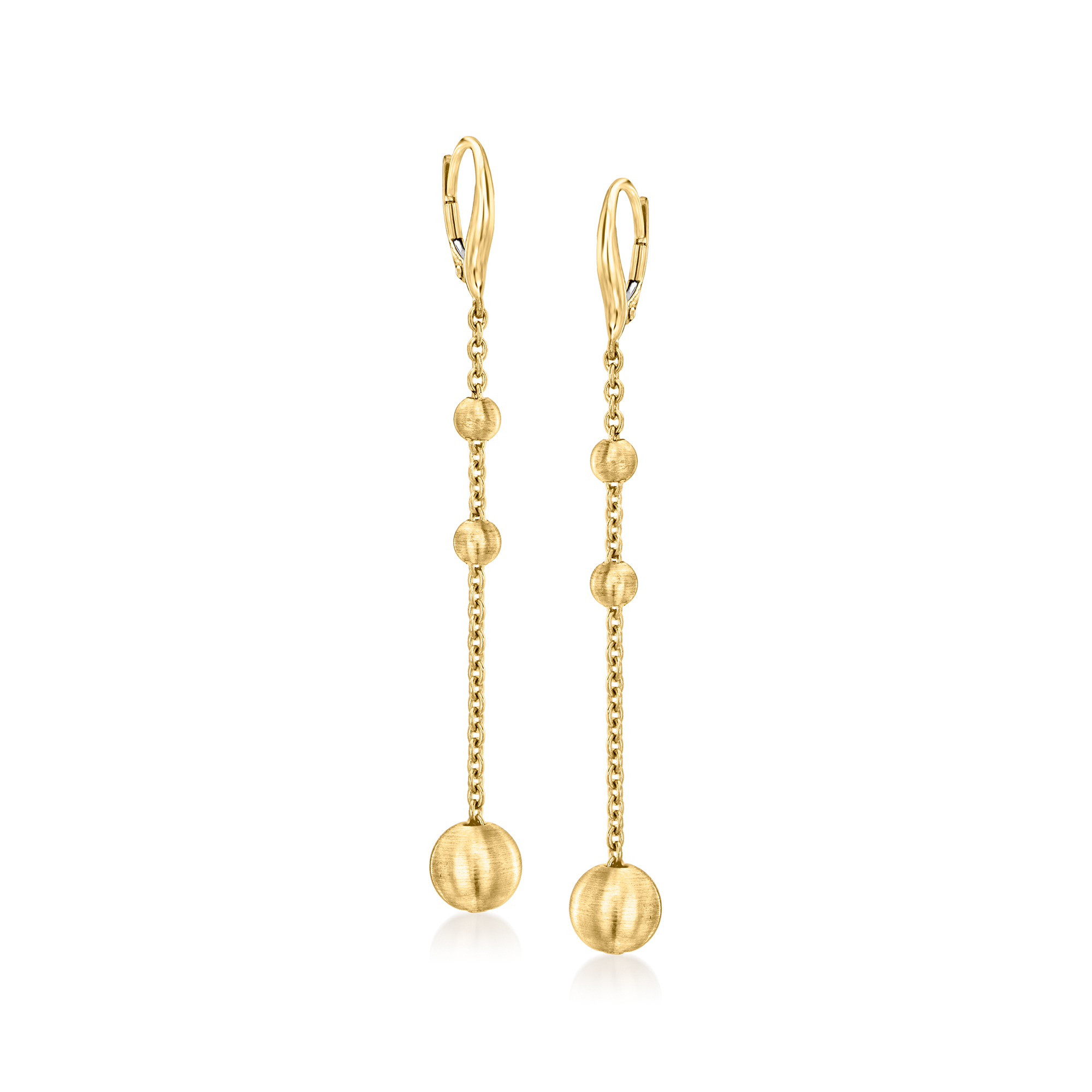 Gabriel Co 14kt Yellow Gold Bead Station Drop Earrings 879$