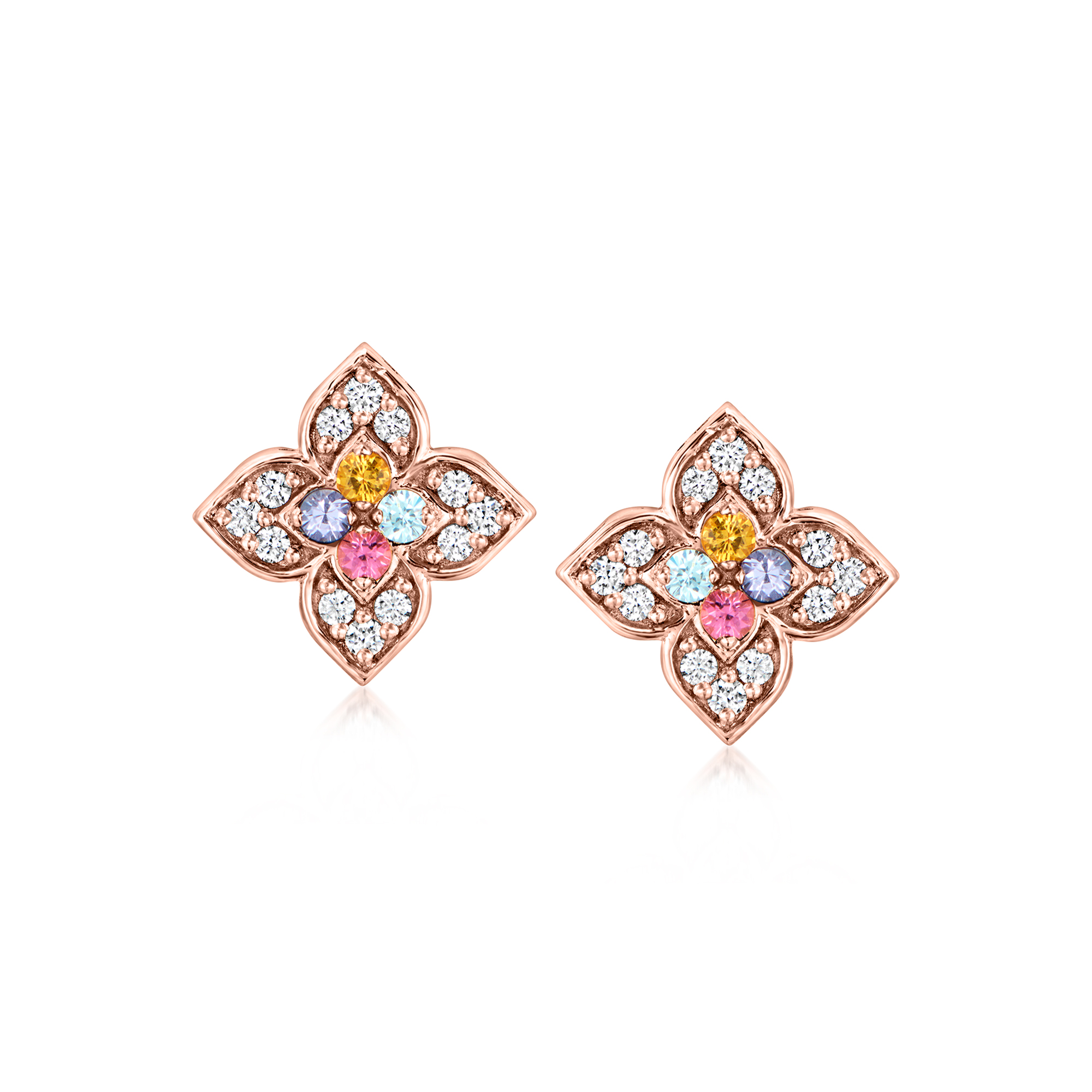 Roberto Coin Carnevale 12 ct tw Diamond Flower Earrings with Gemstones in 18kt Rose Gold 3800$