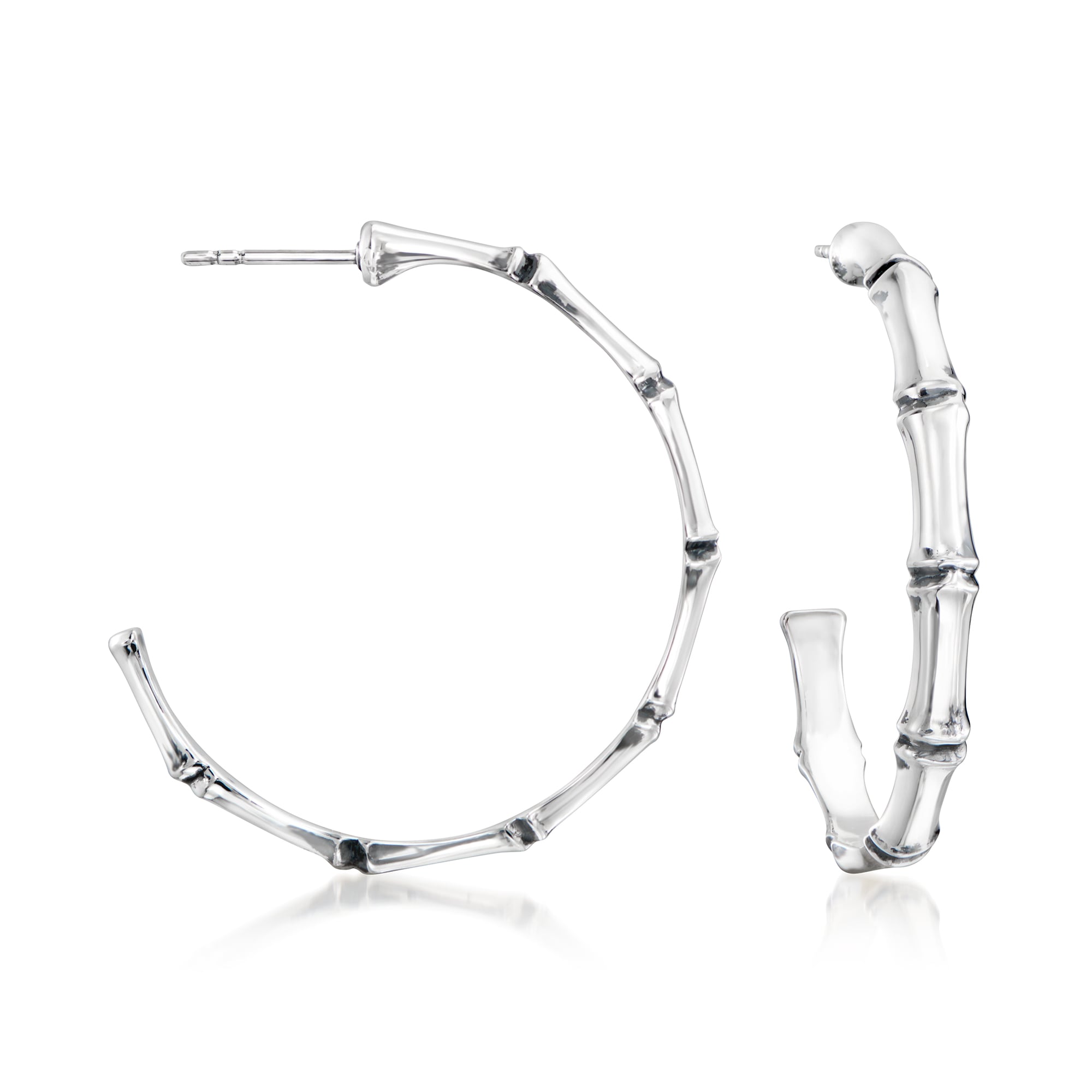 Zina Sterling Silver Large Bamboo-Style Hoop Earrings 255$