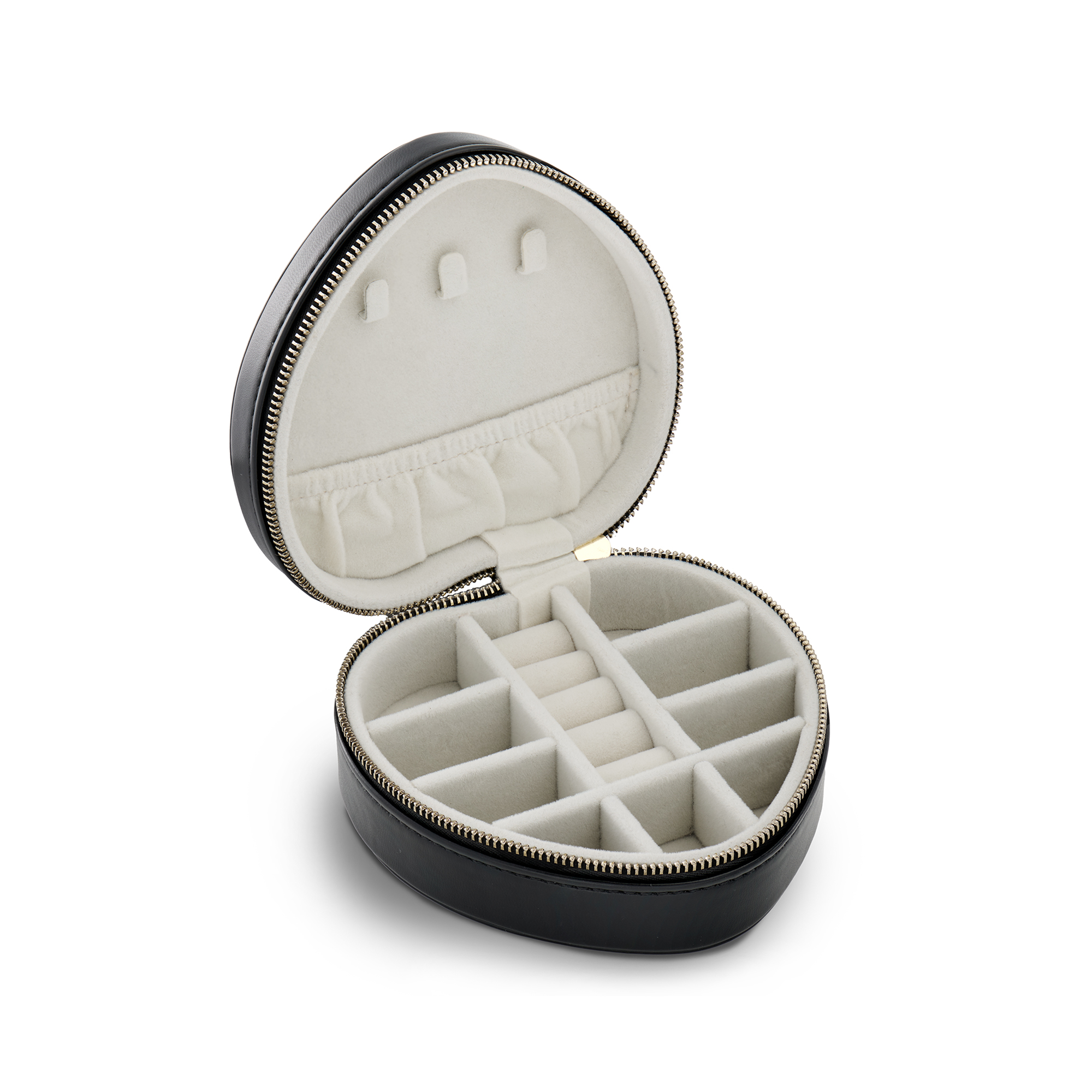 Ross-Simons Black Faux Leather Heart-Shaped Jewelry Travel Case 40$